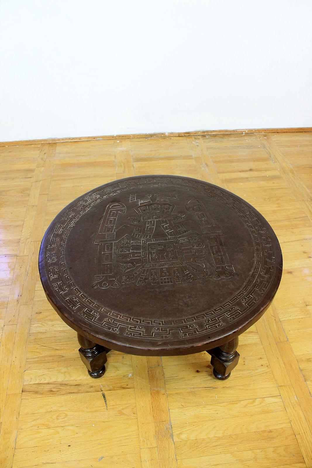 Mid-Century Modern Midcentury Peruvian Hand Tooled Leather Coffee Table