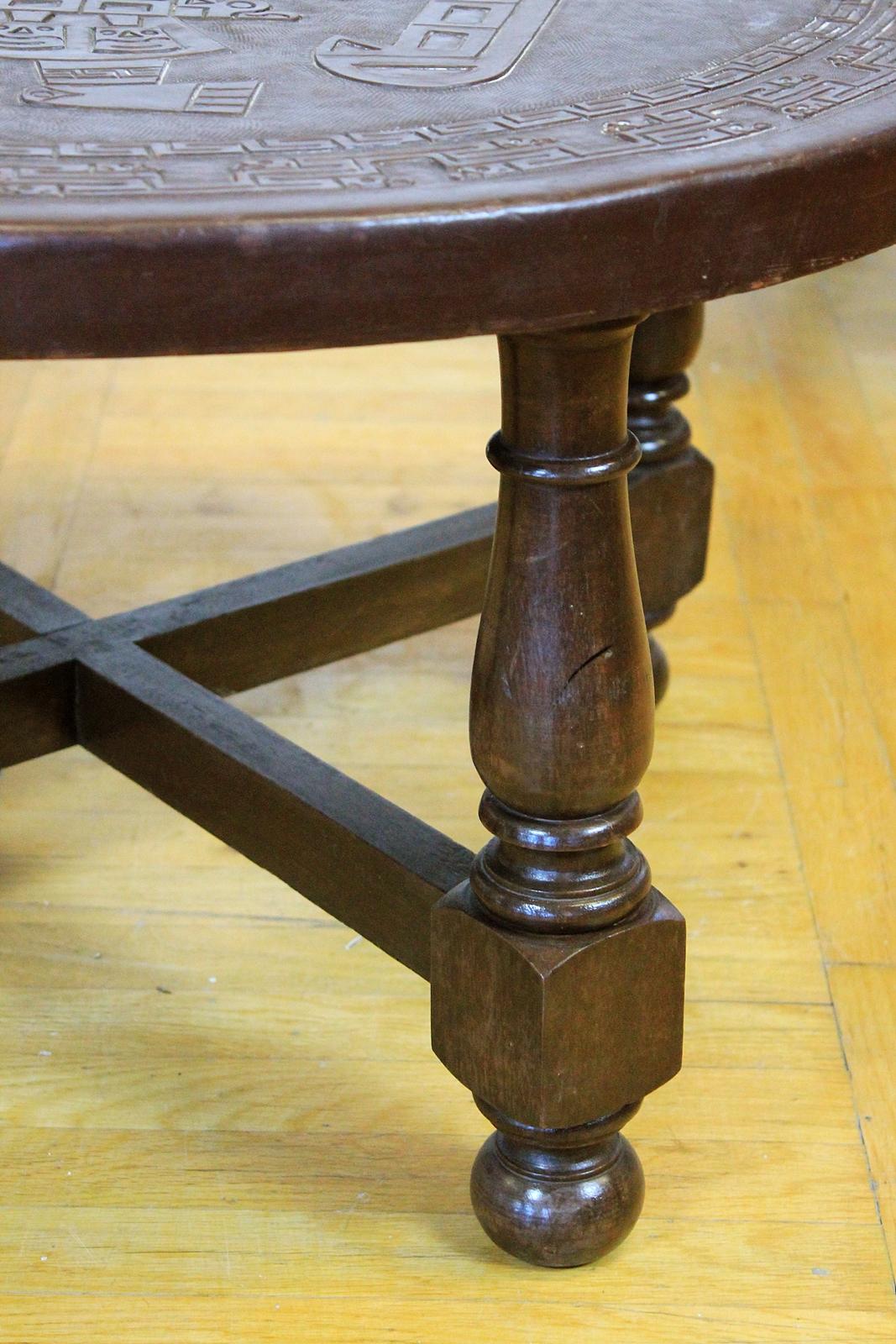 20th Century Midcentury Peruvian Hand Tooled Leather Coffee Table