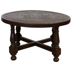 Midcentury Peruvian Hand Tooled Leather Coffee Table