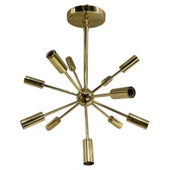 Mid-Century Petite 12-Light Sputnik Brass Chandelier, circa 1960’s