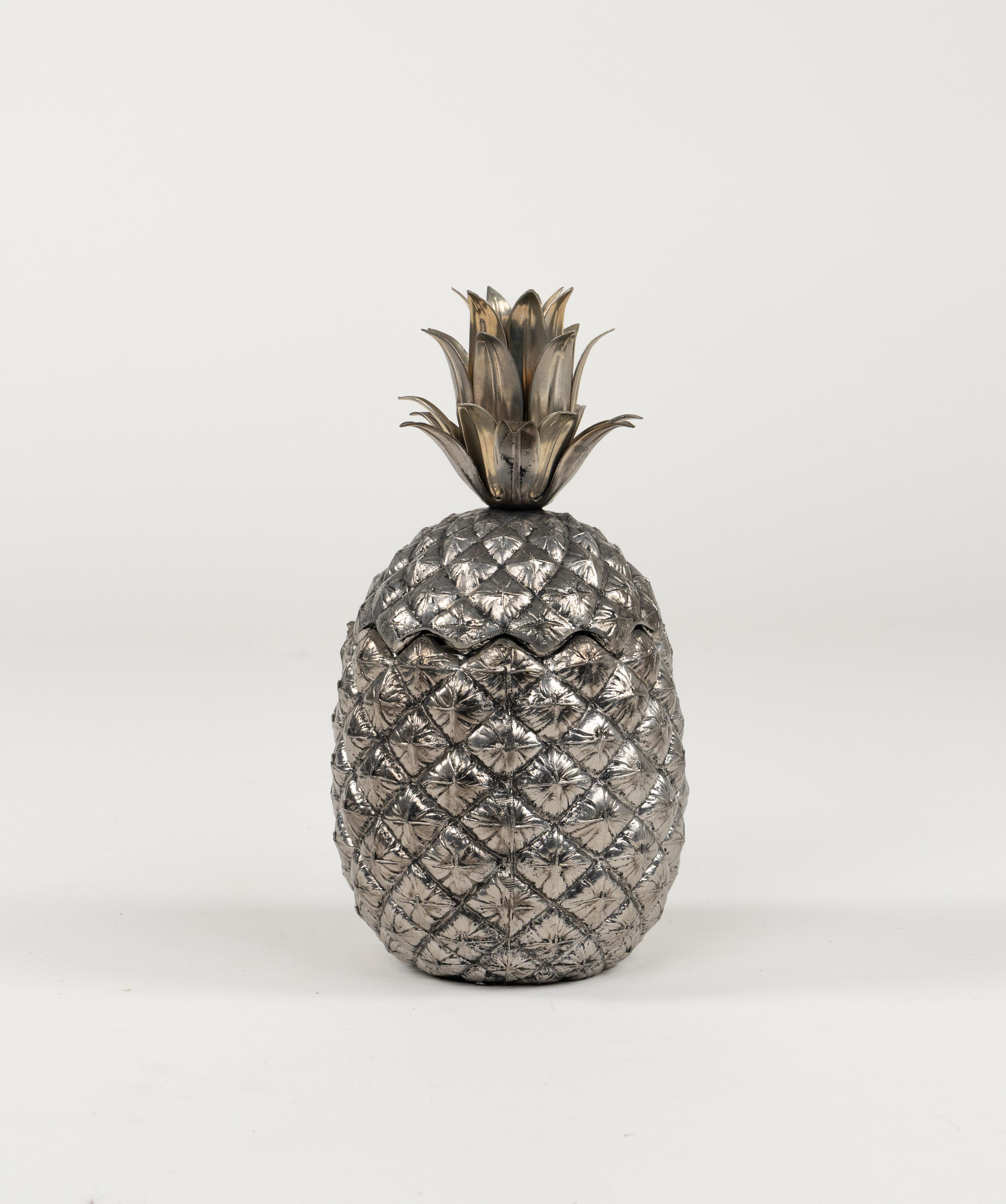 Midcentury Pewter Pineapple Form Ice Bucket by Mauro Manetti Italy, 1960s For Sale 8