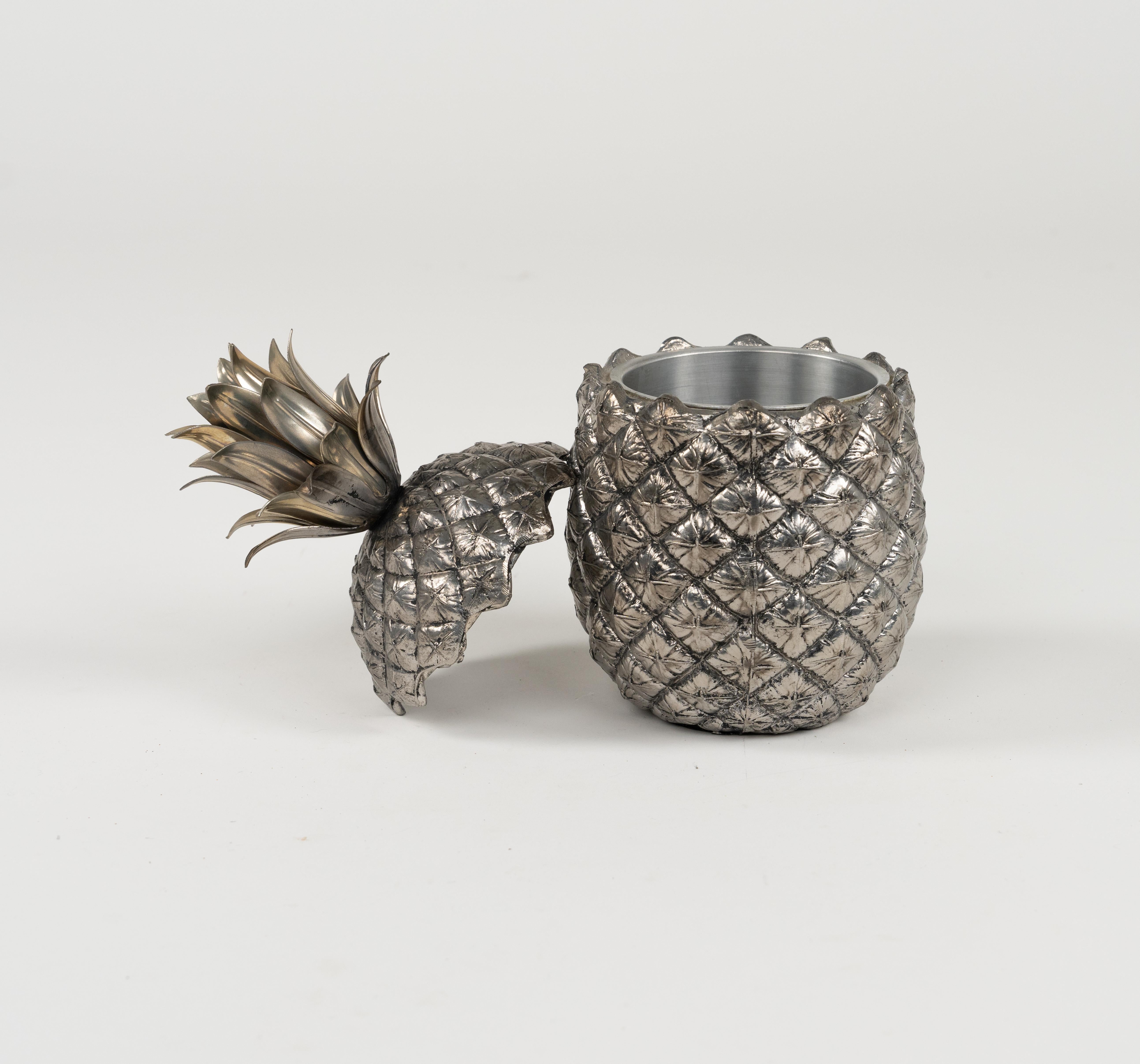 Italian Midcentury Pewter Pineapple Form Ice Bucket by Mauro Manetti Italy, 1960s For Sale