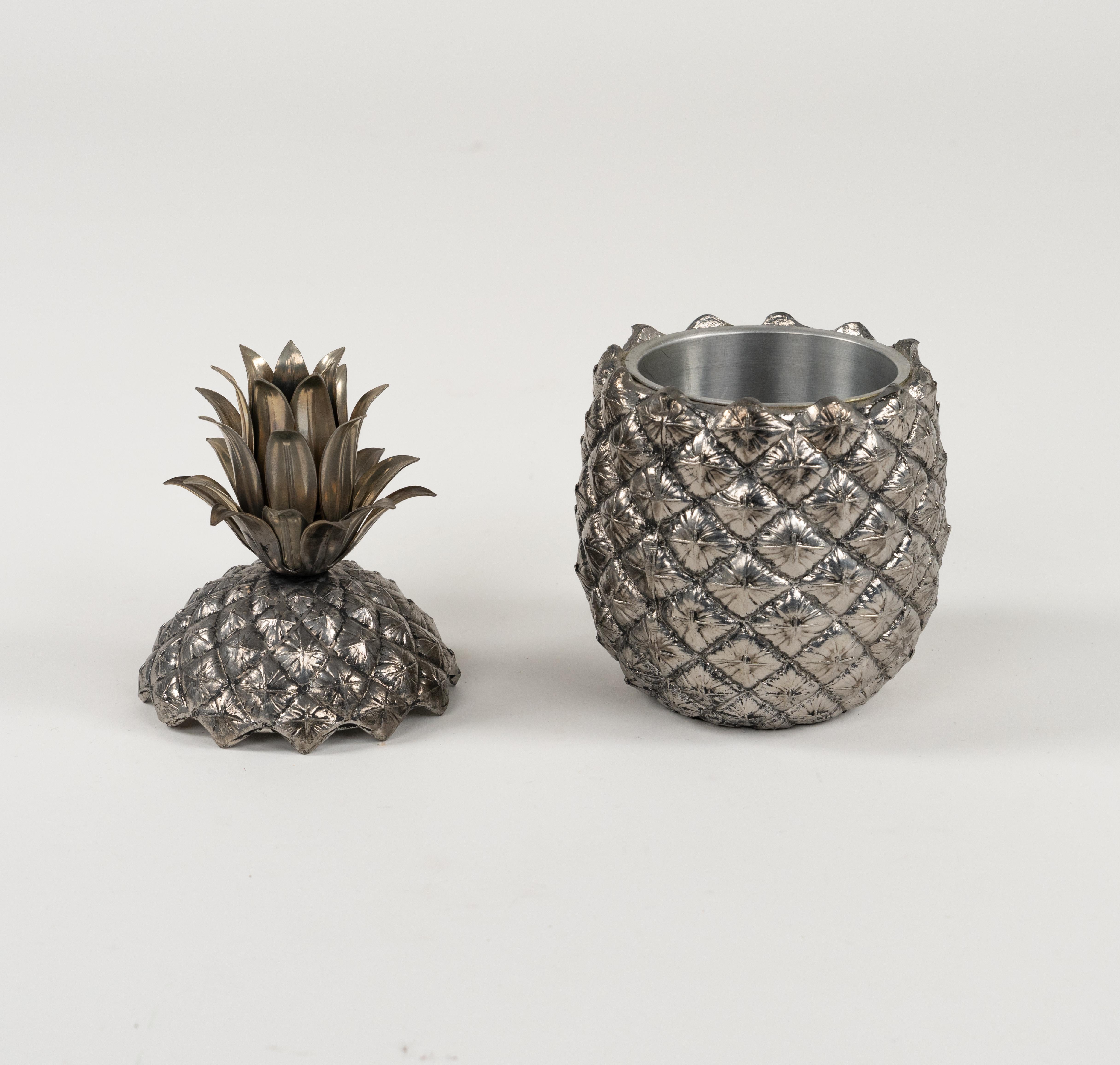 Midcentury Pewter Pineapple Form Ice Bucket by Mauro Manetti Italy, 1960s In Good Condition For Sale In Rome, IT