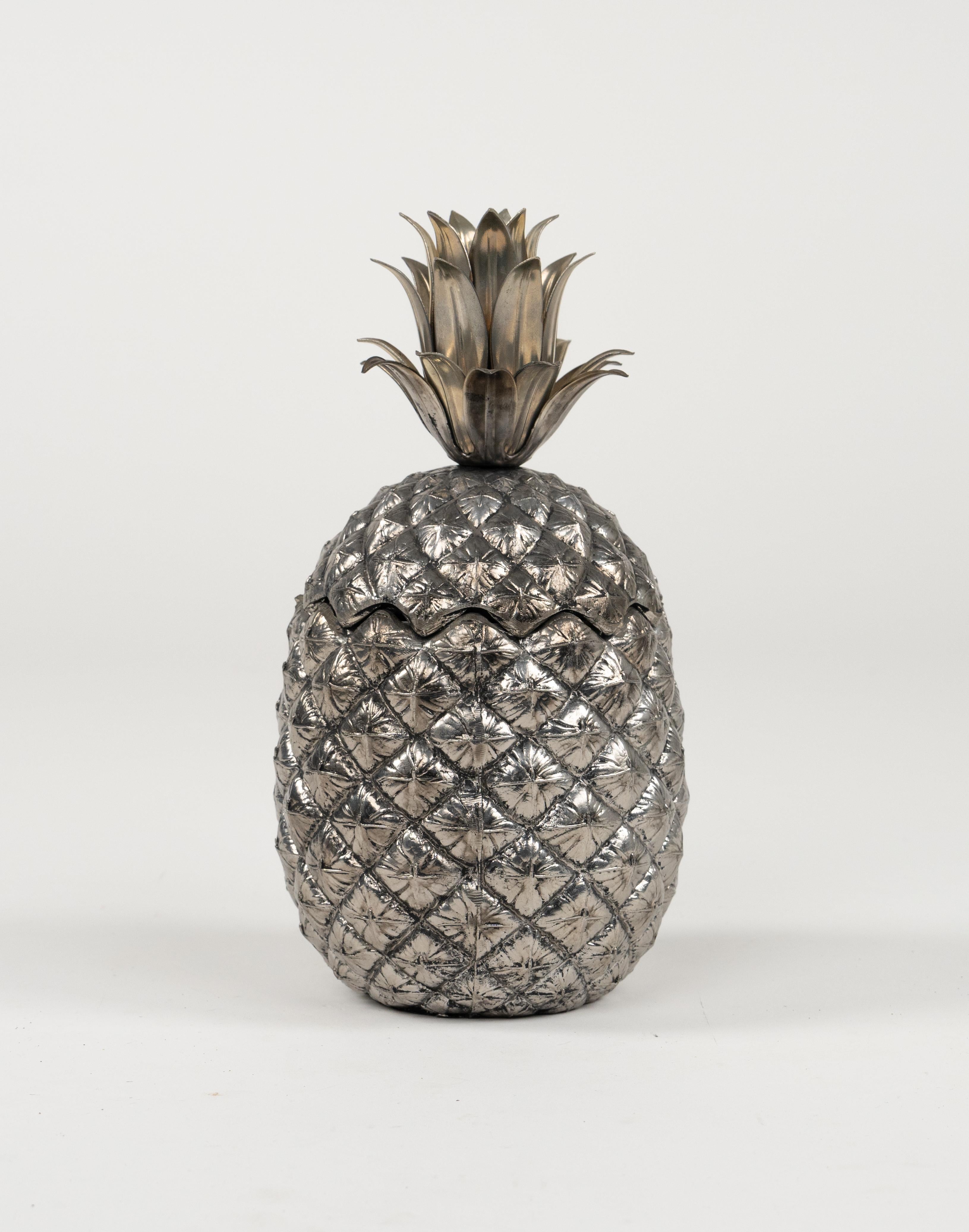 Midcentury Pewter Pineapple Form Ice Bucket by Mauro Manetti Italy, 1960s For Sale 1
