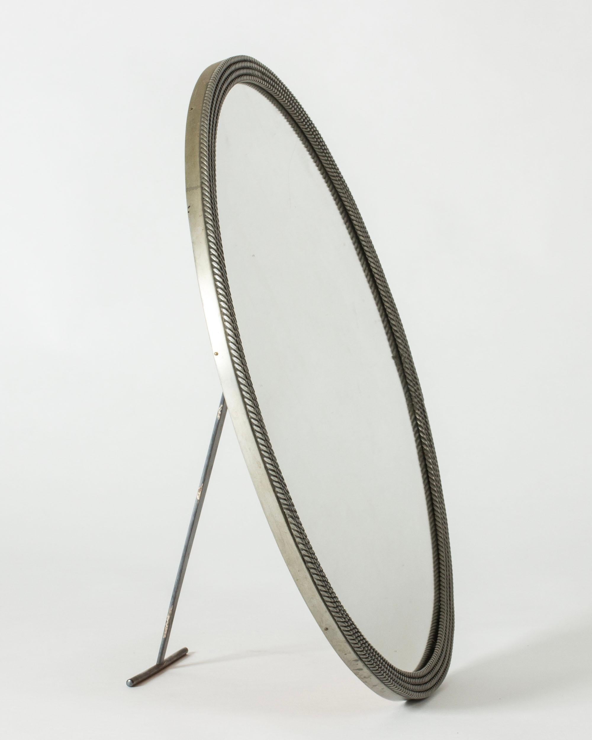 Swedish Midcentury Pewter Wall Mirror, Estrid Ericson, Svenskt Tenn, Sweden, 1940s For Sale