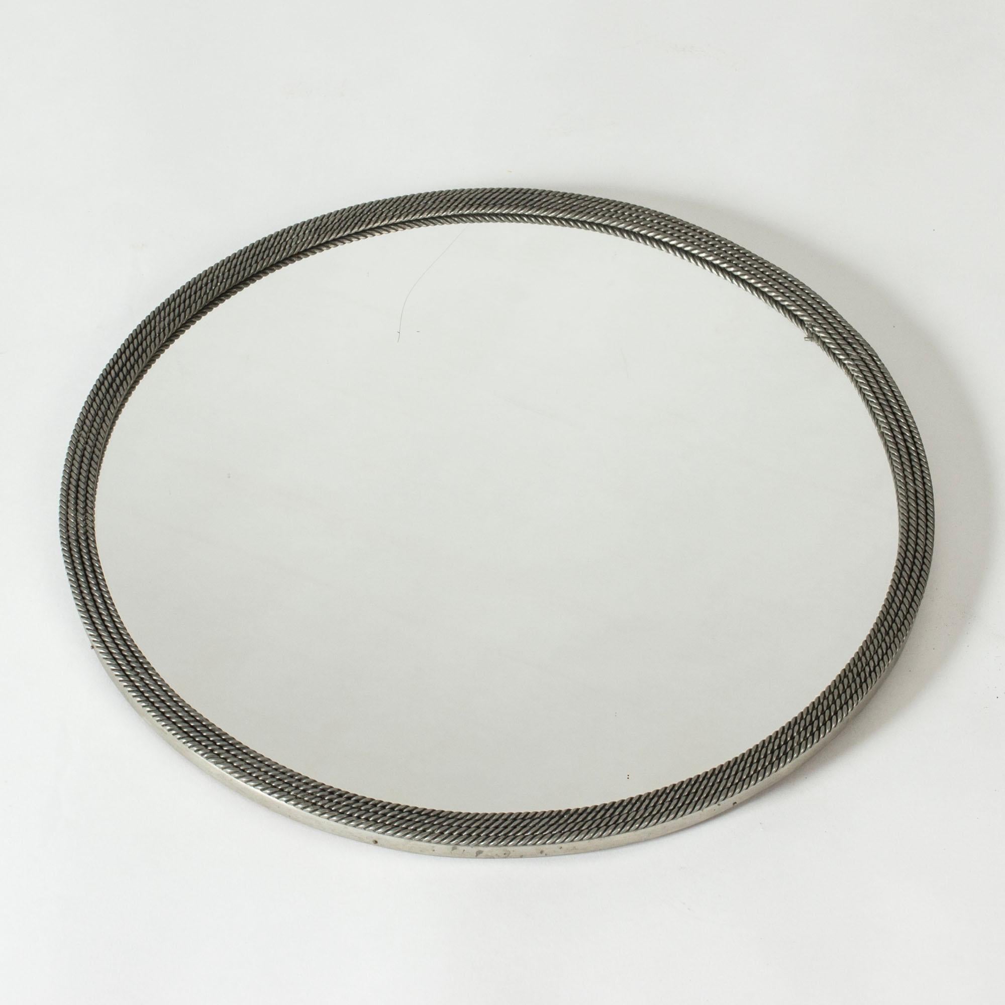 Midcentury Pewter Wall Mirror, Estrid Ericson, Svenskt Tenn, Sweden, 1940s For Sale 1