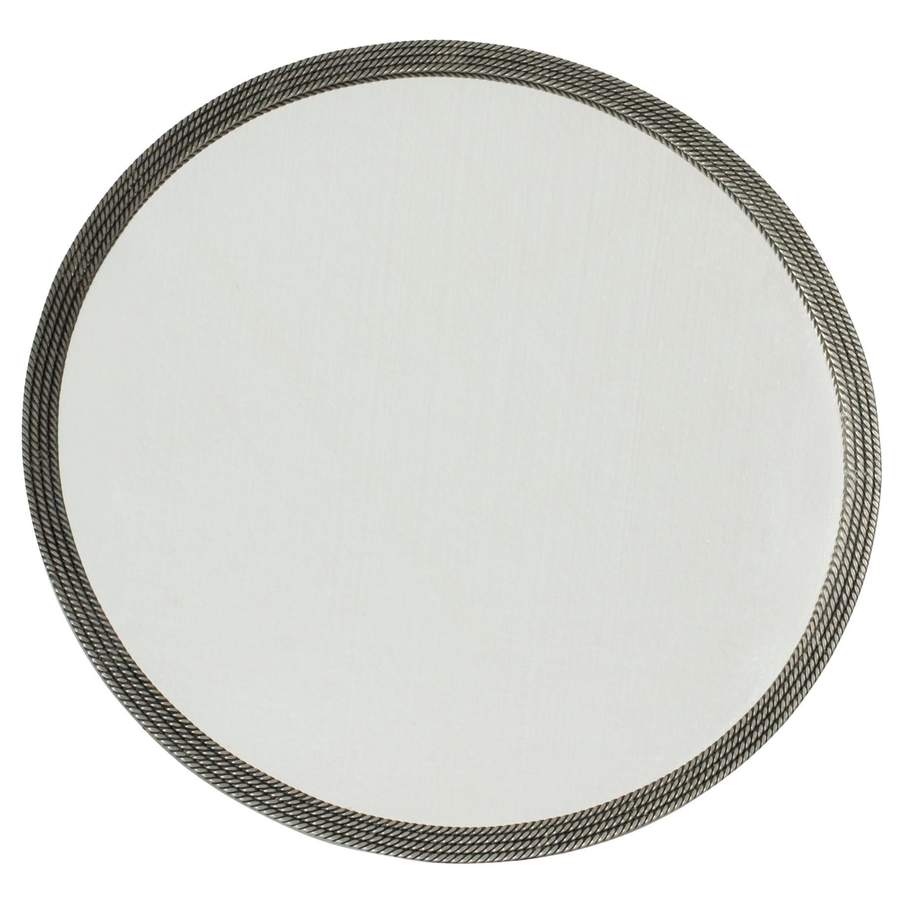 Midcentury Pewter Wall Mirror, Estrid Ericson, Svenskt Tenn, Sweden, 1940s For Sale