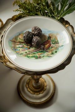 Midcentury Pheasant Birds Decorative Ceramic Porcelain White Plate Poland, 1960s