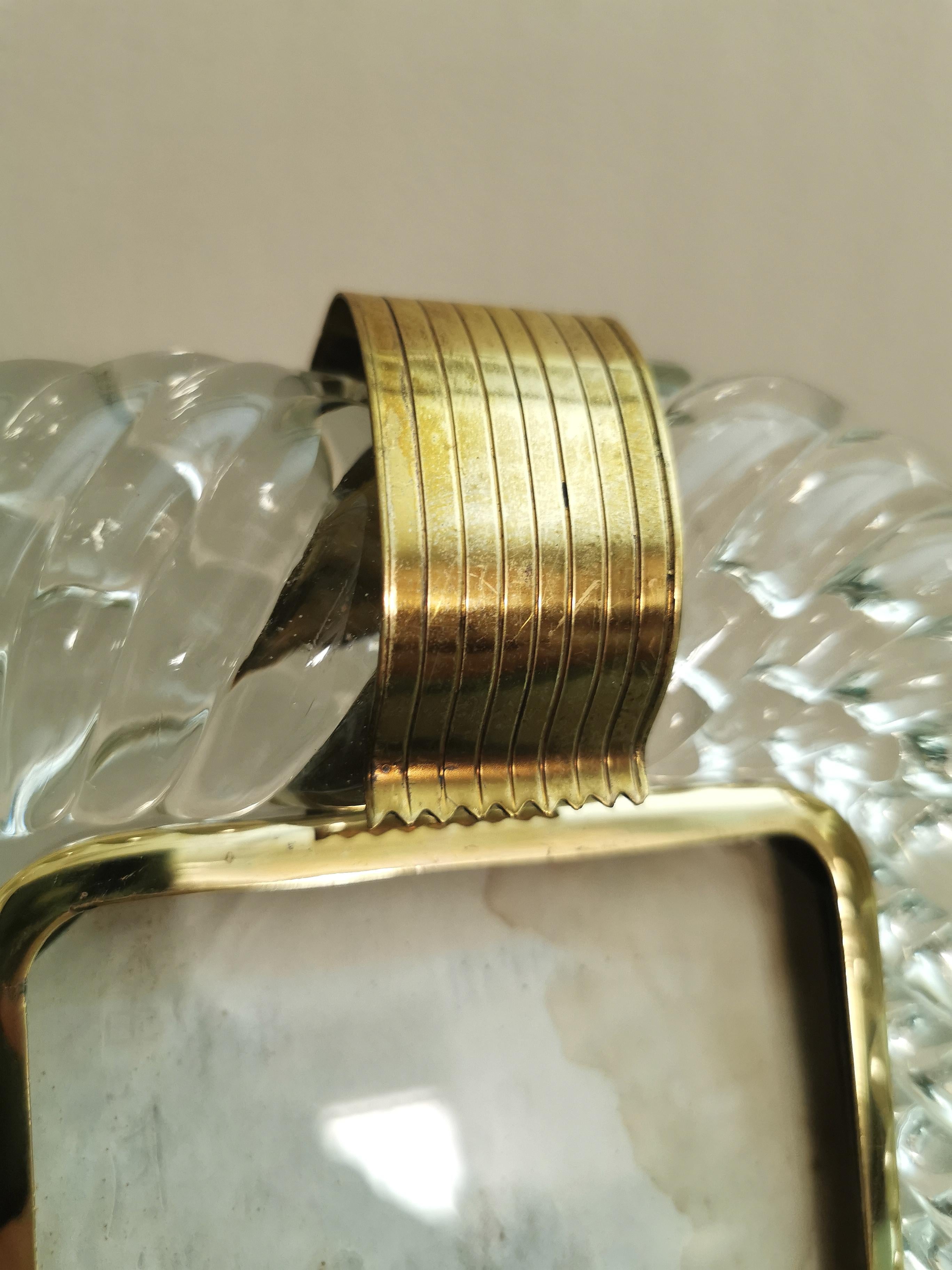 Midcentury Photo Frame Murano Glass Brass Attributed to Barovier & Toso, 1950s 4