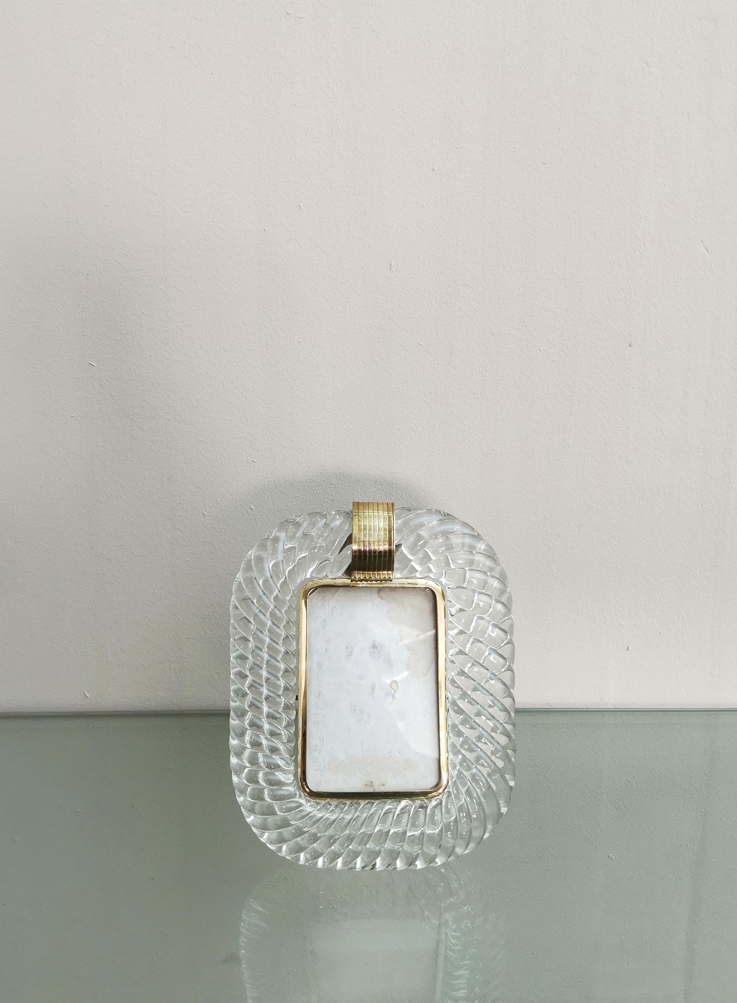 Mid-Century Modern Midcentury Photo Frame Murano Glass Brass Attributed to Barovier & Toso, 1950s
