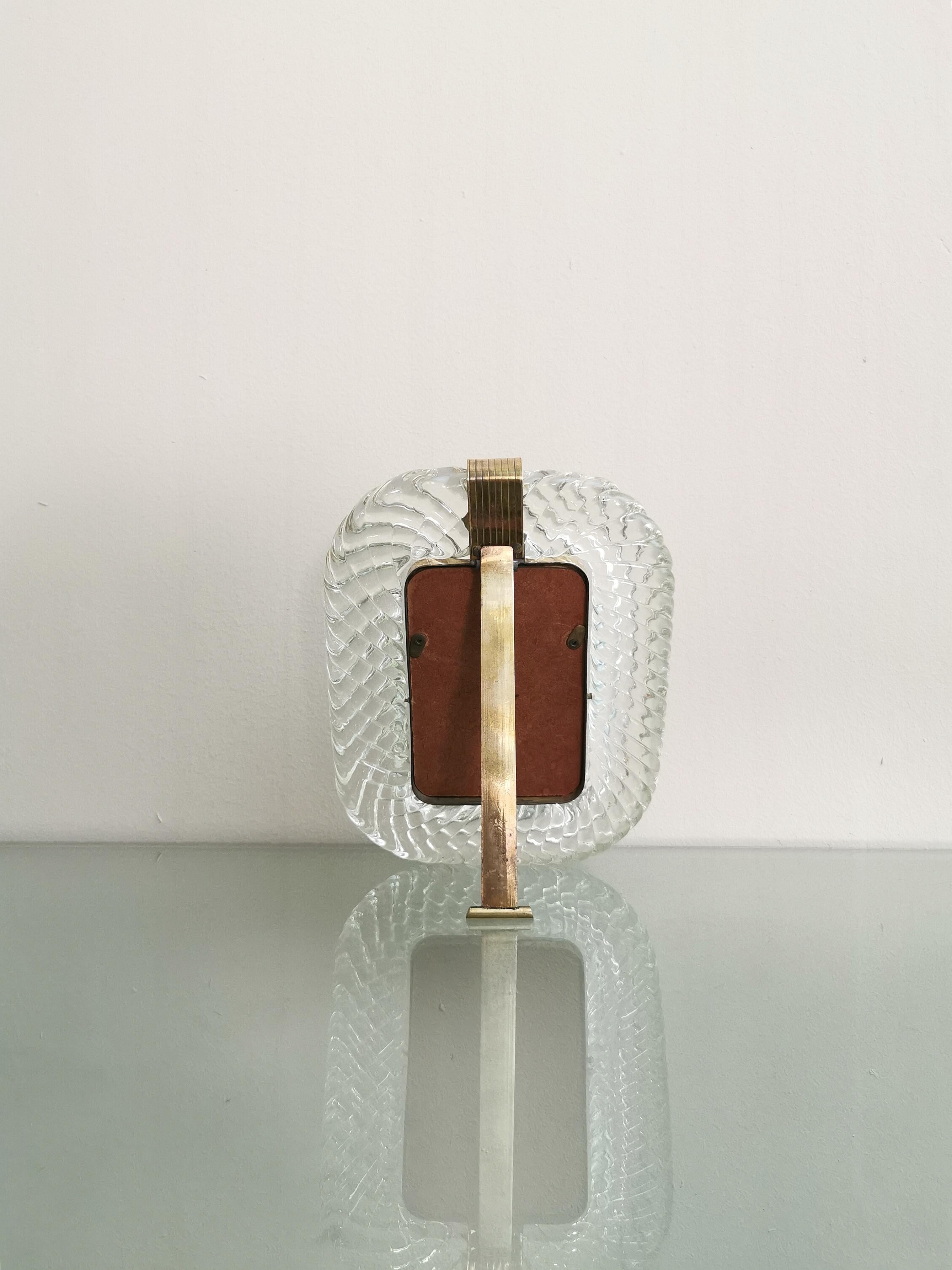Midcentury Photo Frame Murano Glass Brass Attributed to Barovier & Toso, 1950s 3