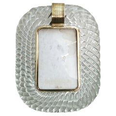 Midcentury Photo Frame Murano Glass Brass Attributed to Barovier & Toso, 1950s