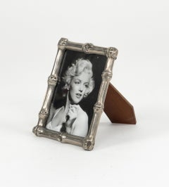 Midcentury Picture Frame Faux Bamboo Silvered Maison Baguès Style, Italy, 1960s