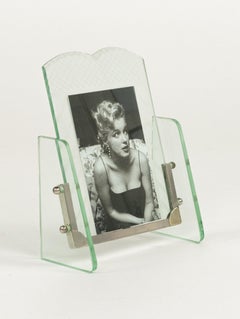 Midcentury Picture Frame Glass and Steel Attributed to Fontana Arte, Italy 1950s