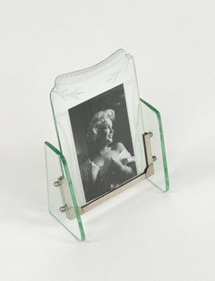 Midcentury Picture Frame Glass and Steel Attributed to Fontana Arte, Italy 1950s