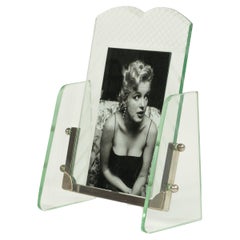 Midcentury Picture Frame Glass and Steel Attributed to Fontana Arte, Italy 1950s