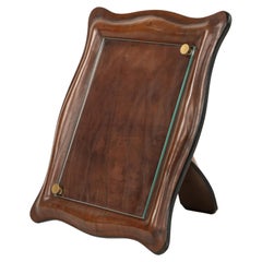 Midcentury Bilderrahmen aus gebogenem Leder und Glas, Italien 1970er