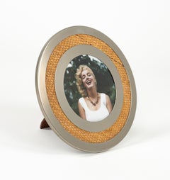 Midcentury Picture Frame in Steel, Wicker and Glass by Tommaso Barbi, Italy 1970