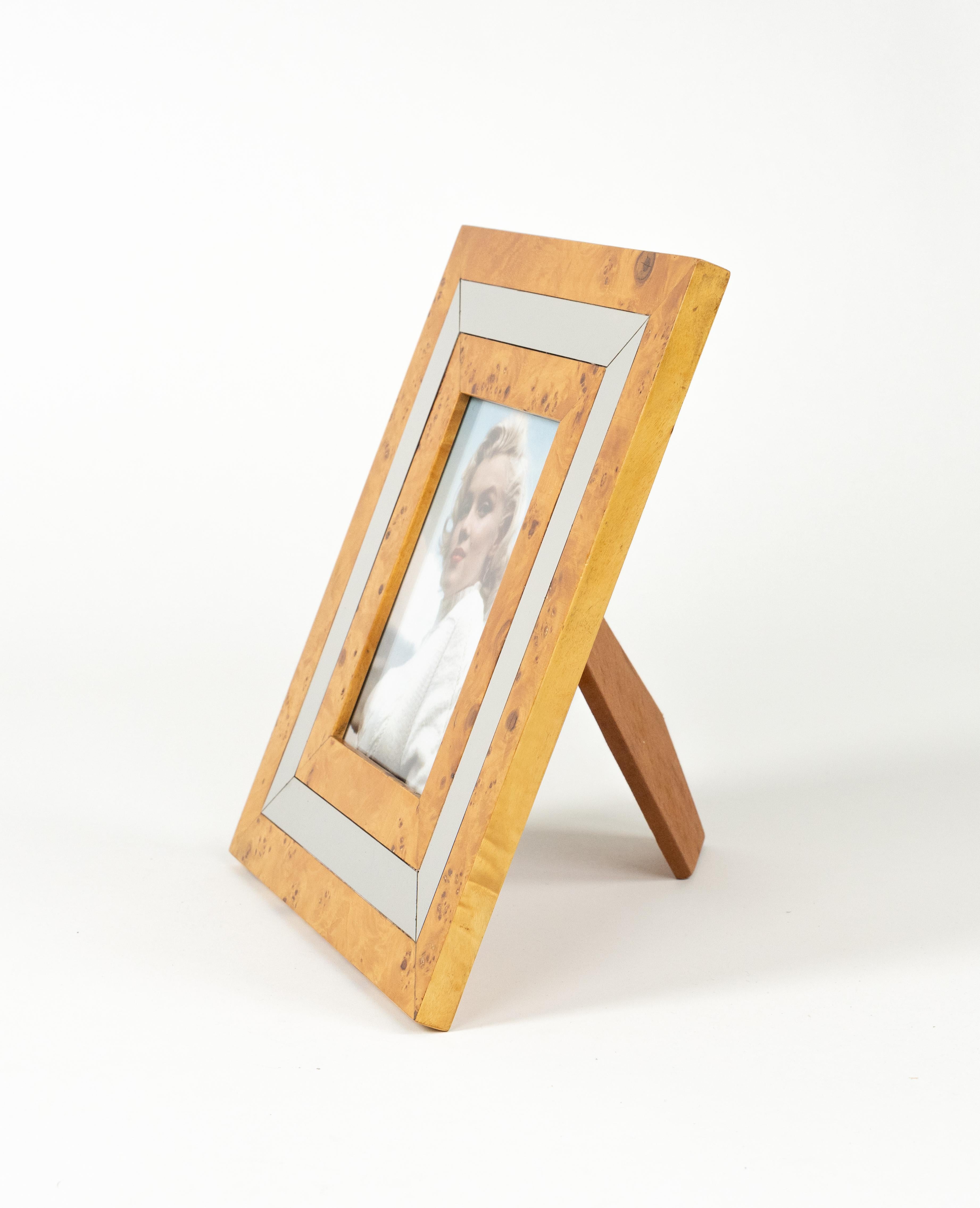 Marco de fotos de mediados de siglo en madera, cromo y cristal Estilo Willy Rizzo, Italia Años 60 en venta 3