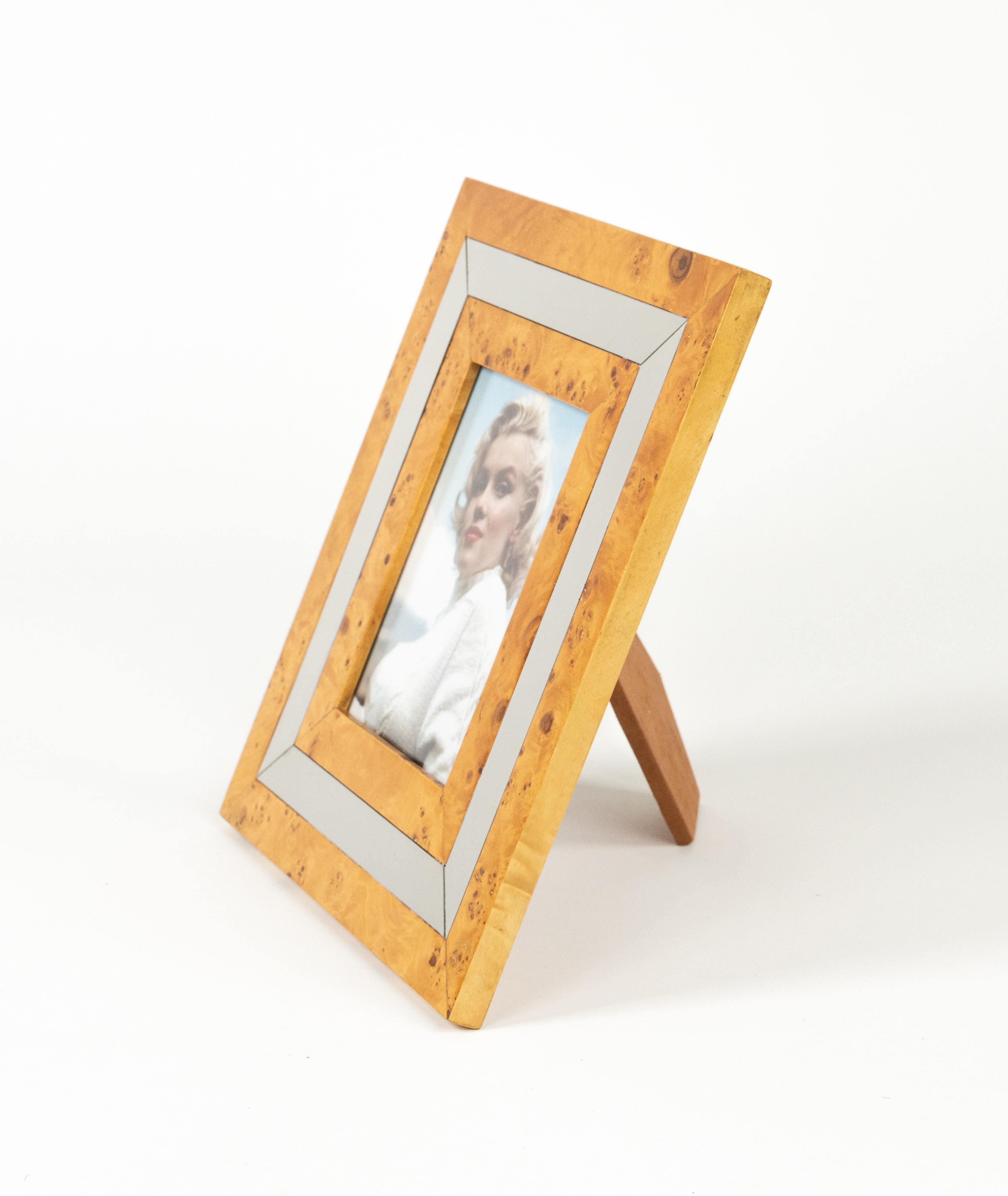 Marco de fotos de mediados de siglo en madera, cromo y cristal Estilo Willy Rizzo, Italia Años 60 en venta 4