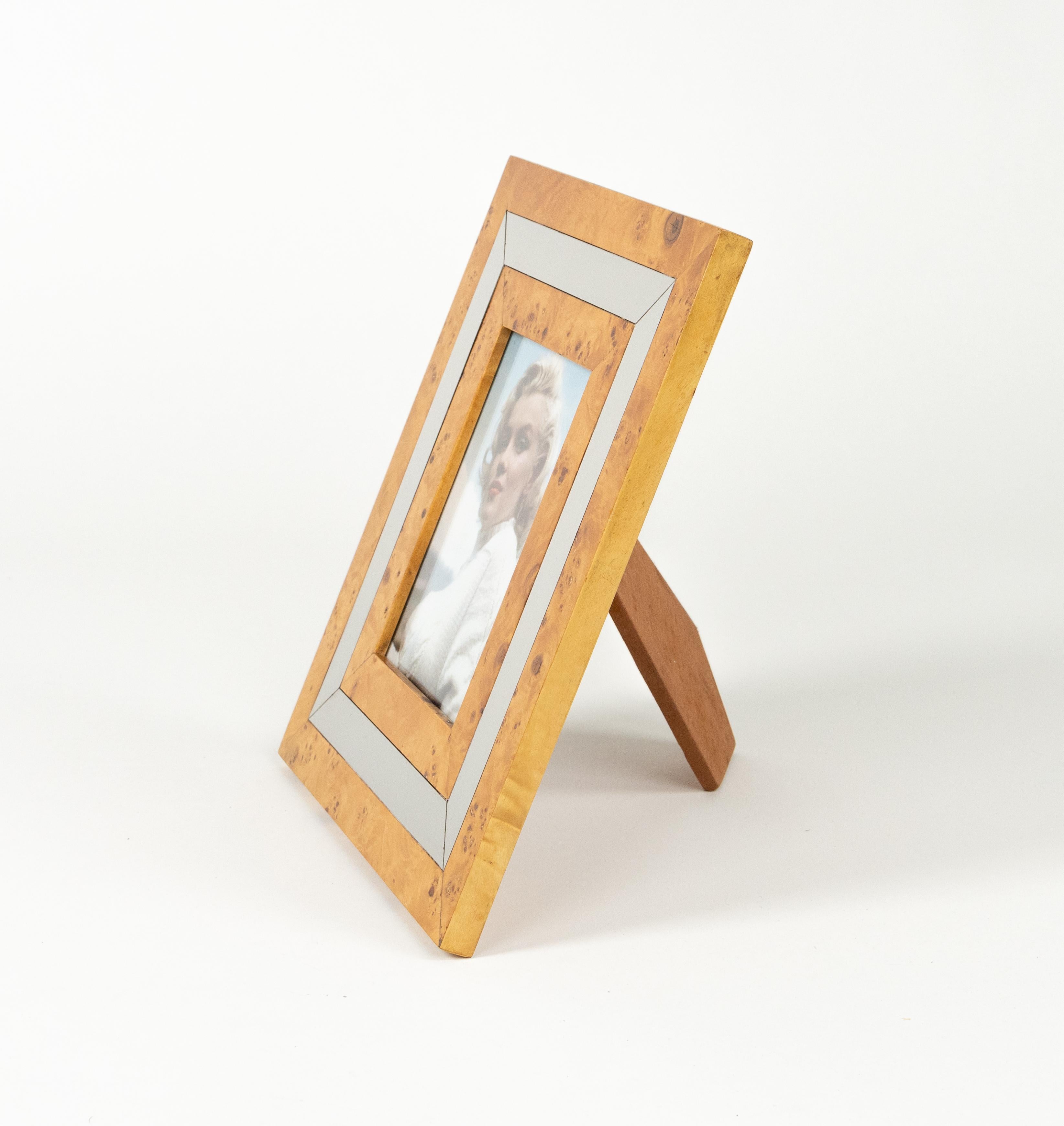 Marco de fotos de mediados de siglo en madera, cromo y cristal Estilo Willy Rizzo, Italia Años 60 en venta 2