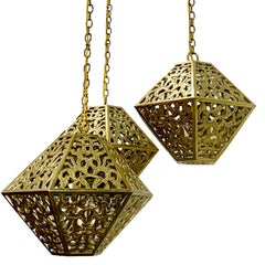 Midcentury Pierced Pendant Light Fixture