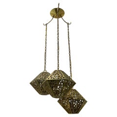 Used Midcentury Pierced Pendant Light Fixture