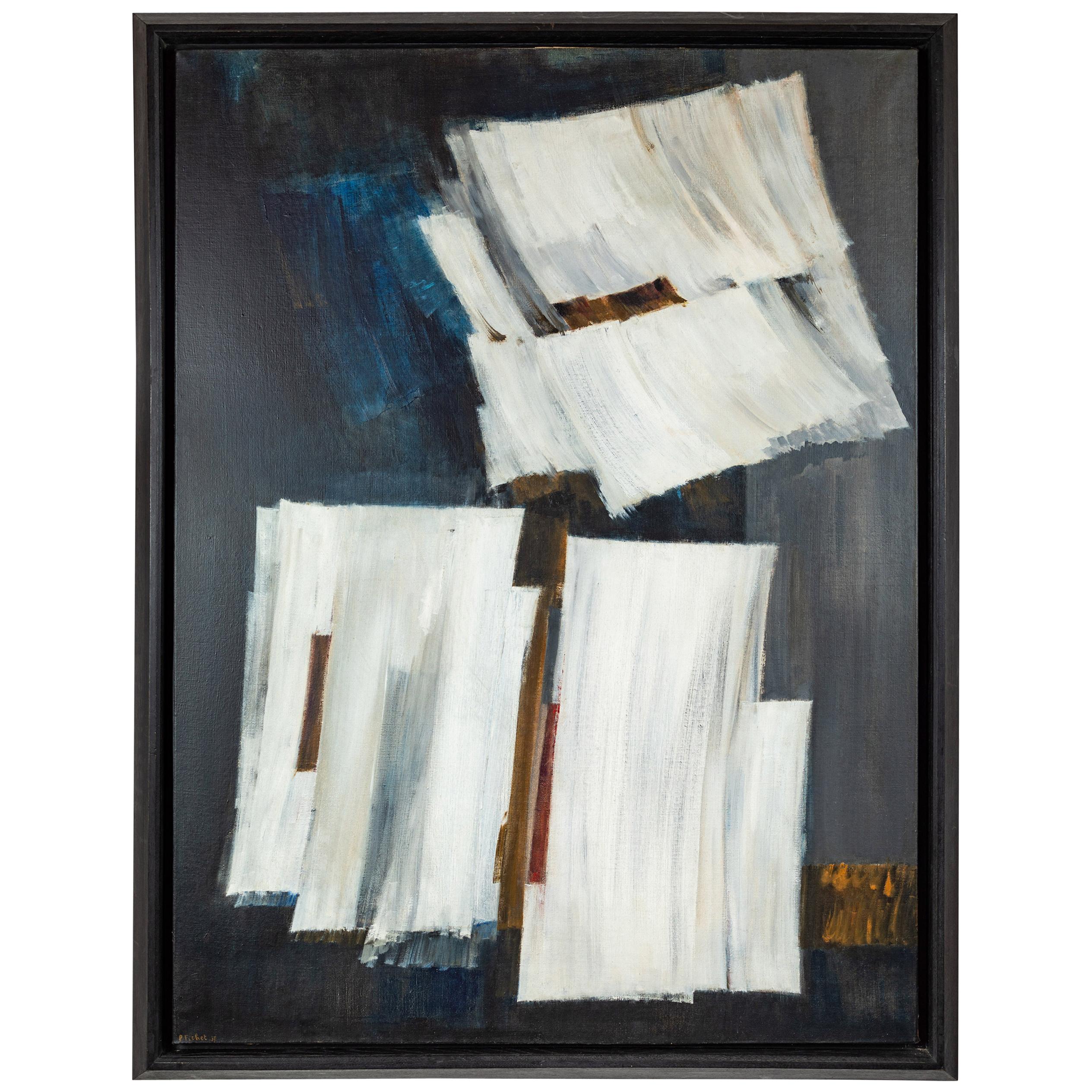 Midcentury, Pierre Fichet Abstract Painting For Sale