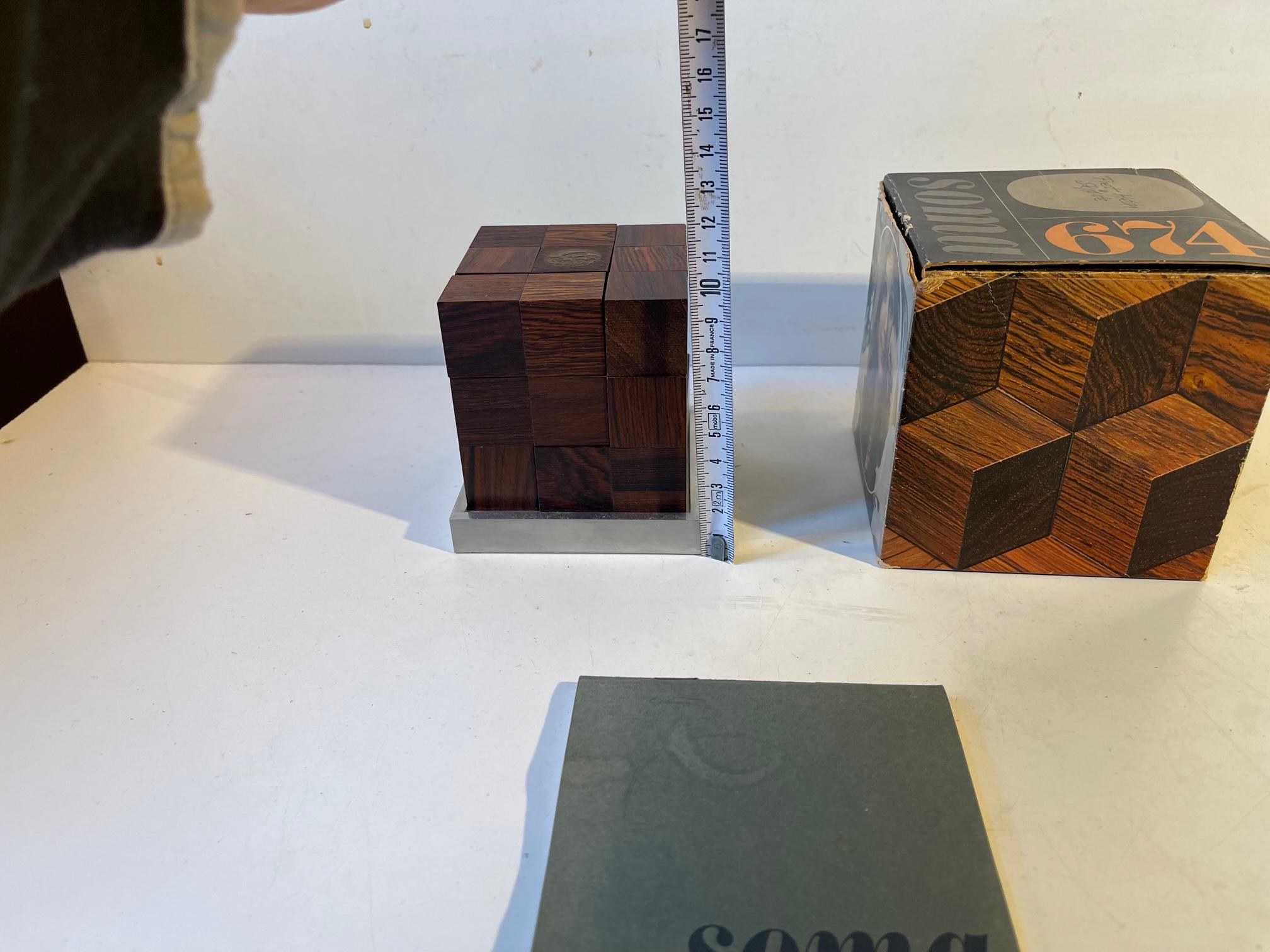 Mid-Century Modern Midcentury Piet Hein Puzzle Game Cube, Denmark 1960s