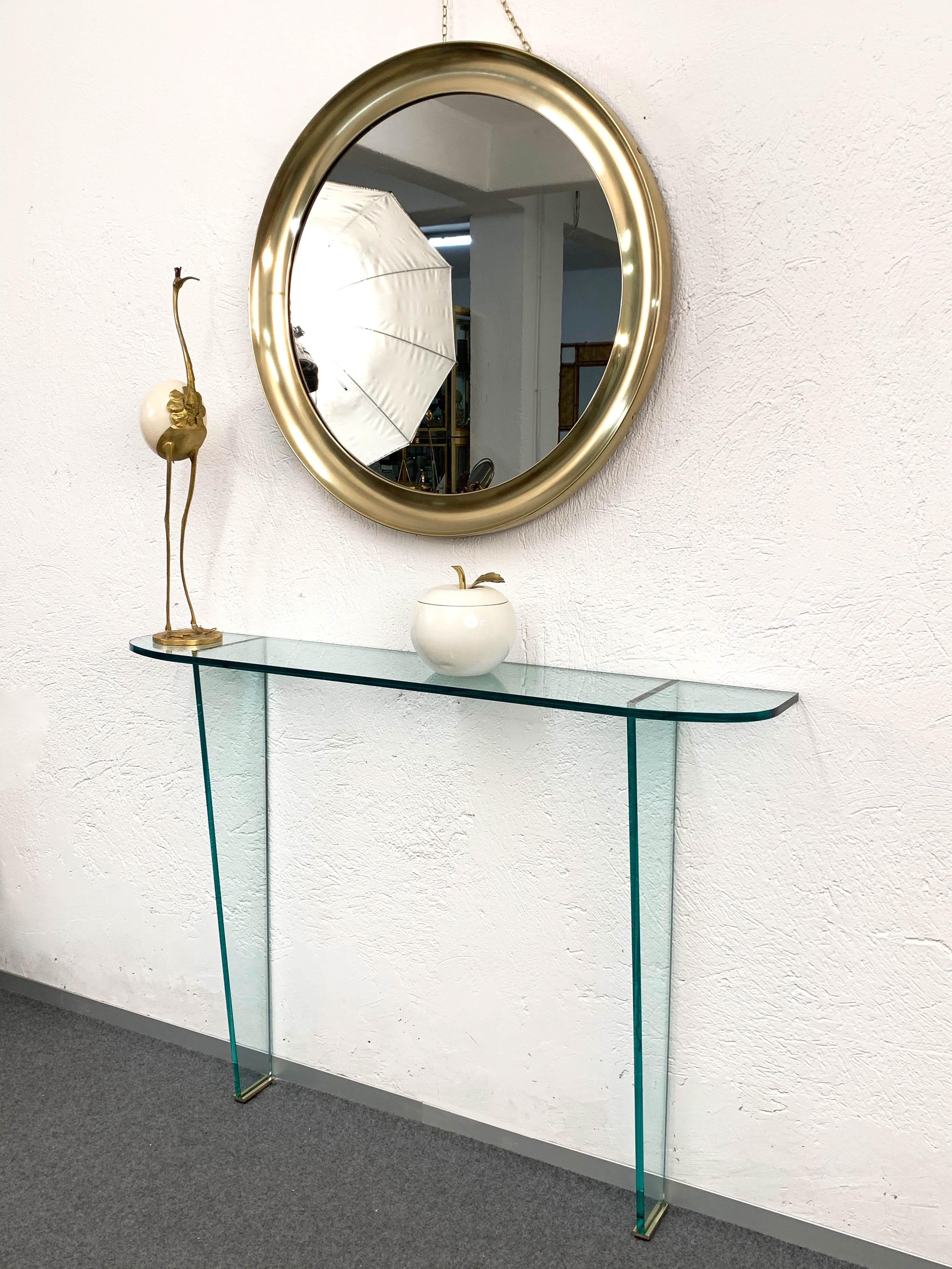 Midcentury Pietro Chiesa Glass and Brass Console for Fontana Arte, Italy, 1960s 4