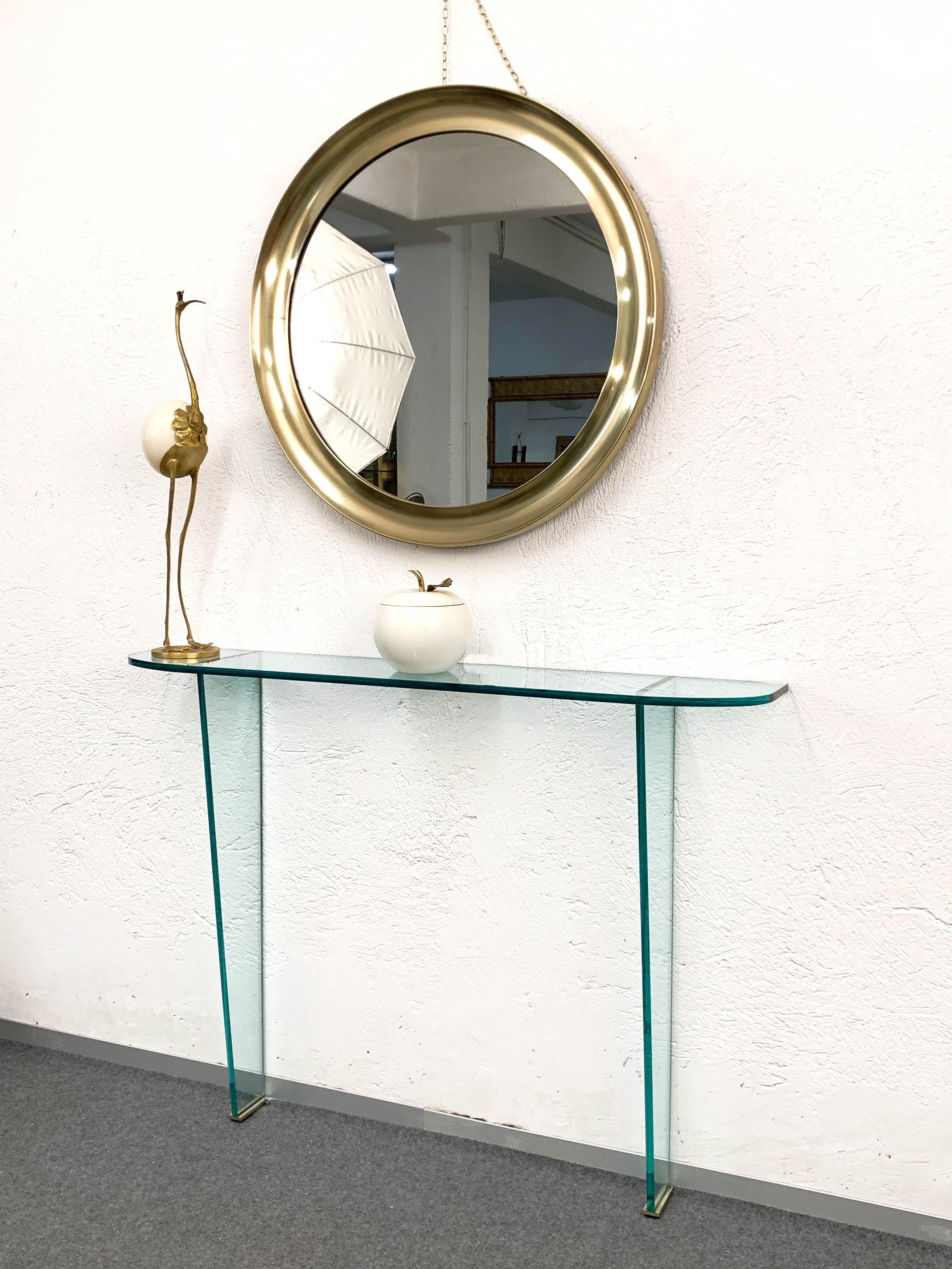 Midcentury Pietro Chiesa Glass and Brass Console for Fontana Arte, Italy, 1960s 5