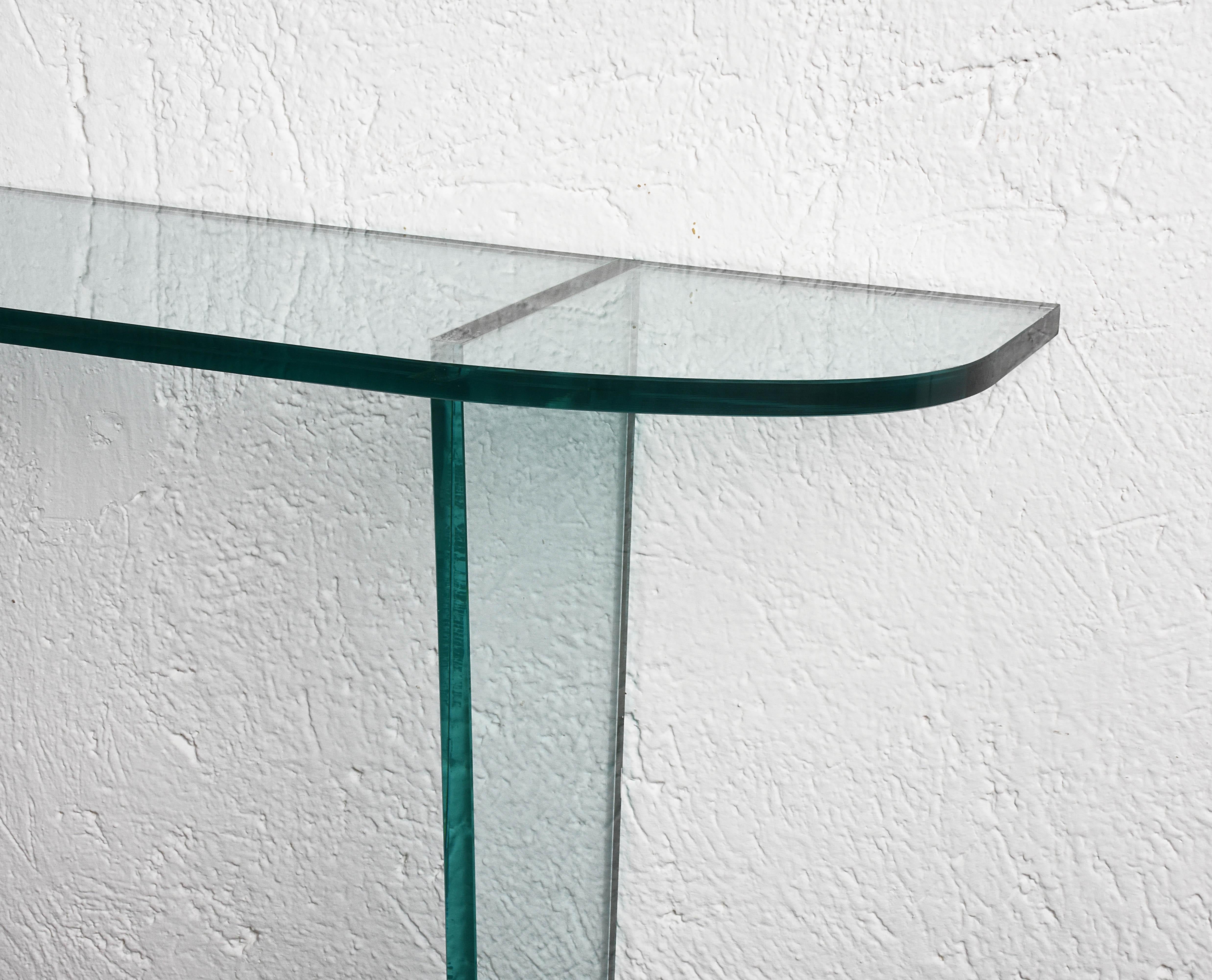 Midcentury Pietro Chiesa Glass and Brass Console for Fontana Arte, Italy, 1960s 10