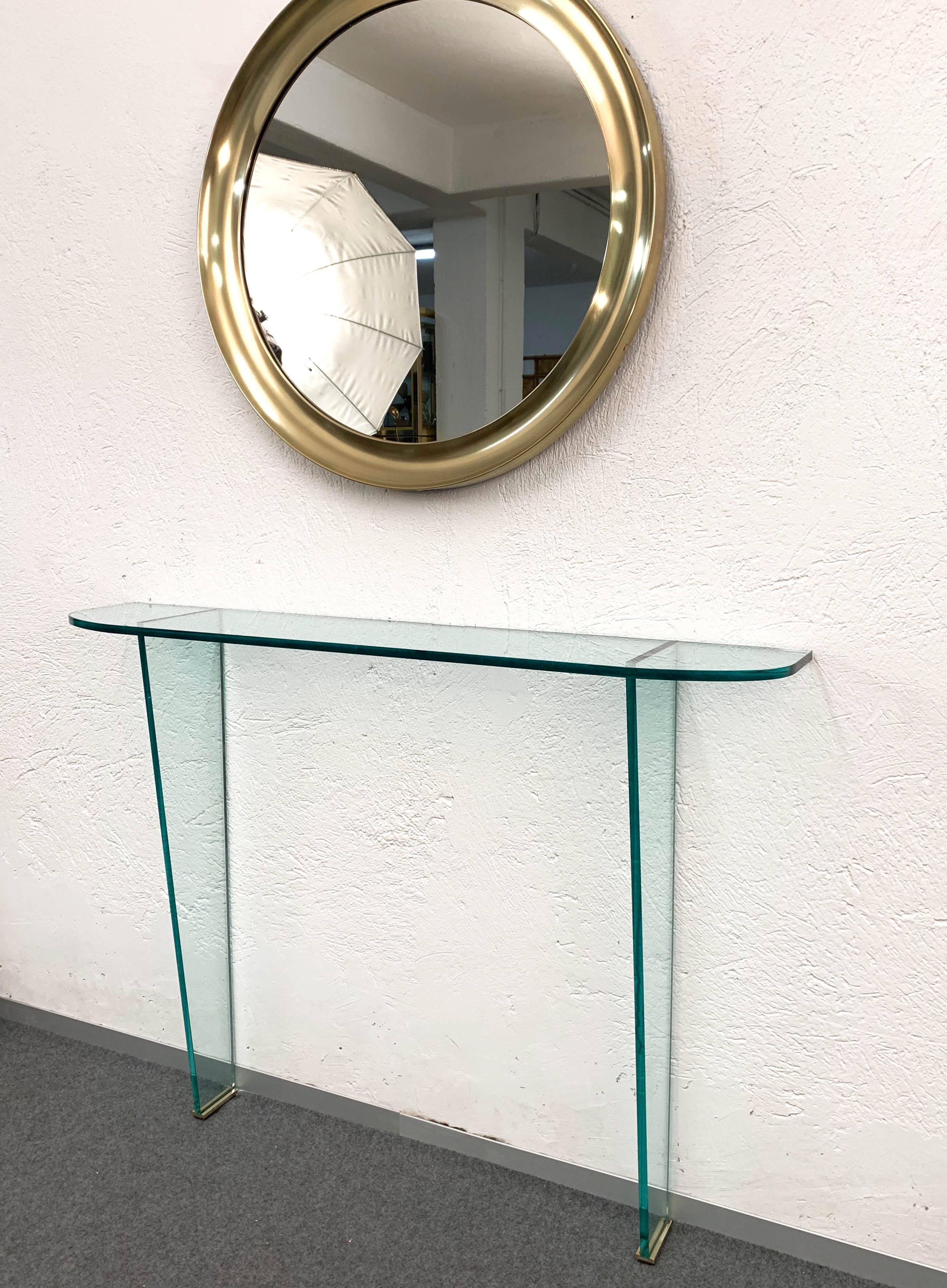Midcentury Pietro Chiesa Glass and Brass Console for Fontana Arte, Italy, 1960s 12