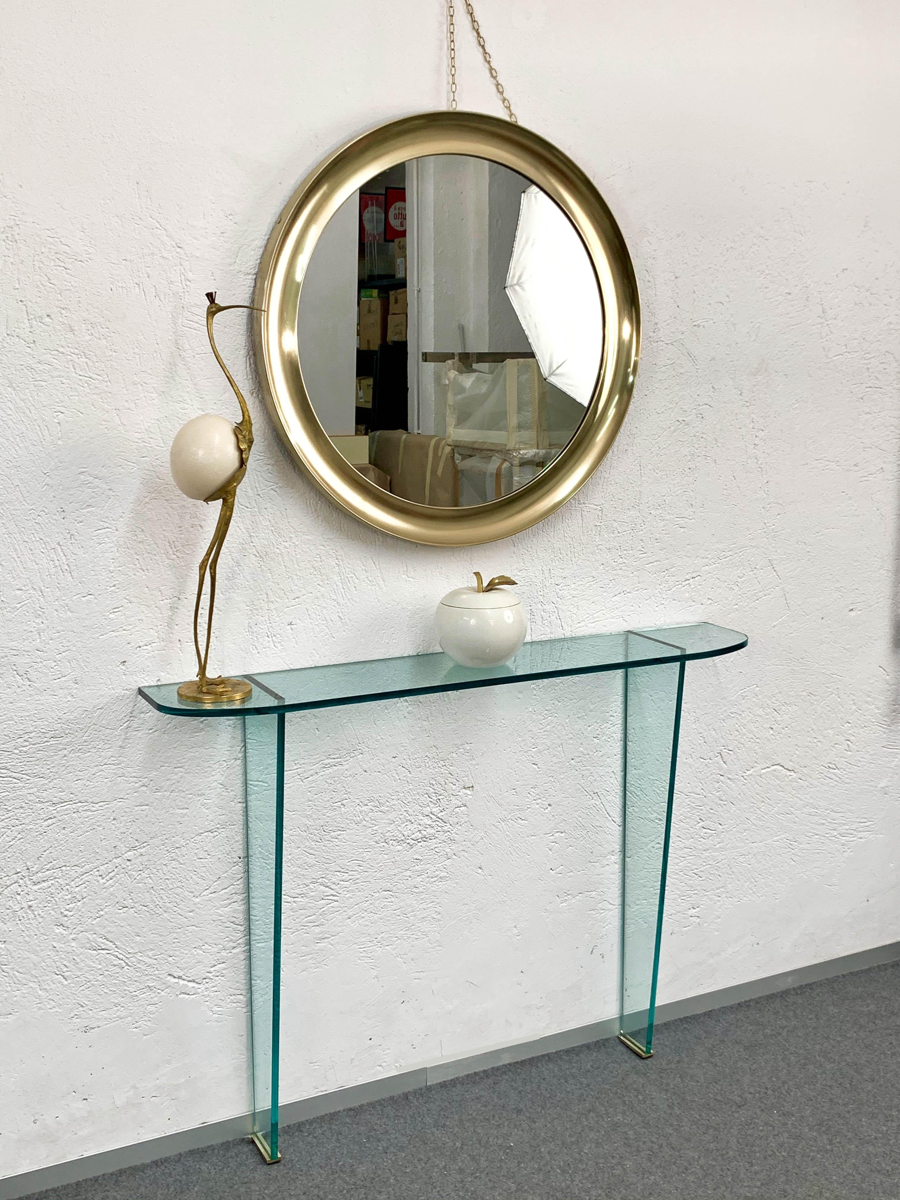 Mid-Century Modern Midcentury Pietro Chiesa Glass and Brass Console for Fontana Arte, Italy, 1960s