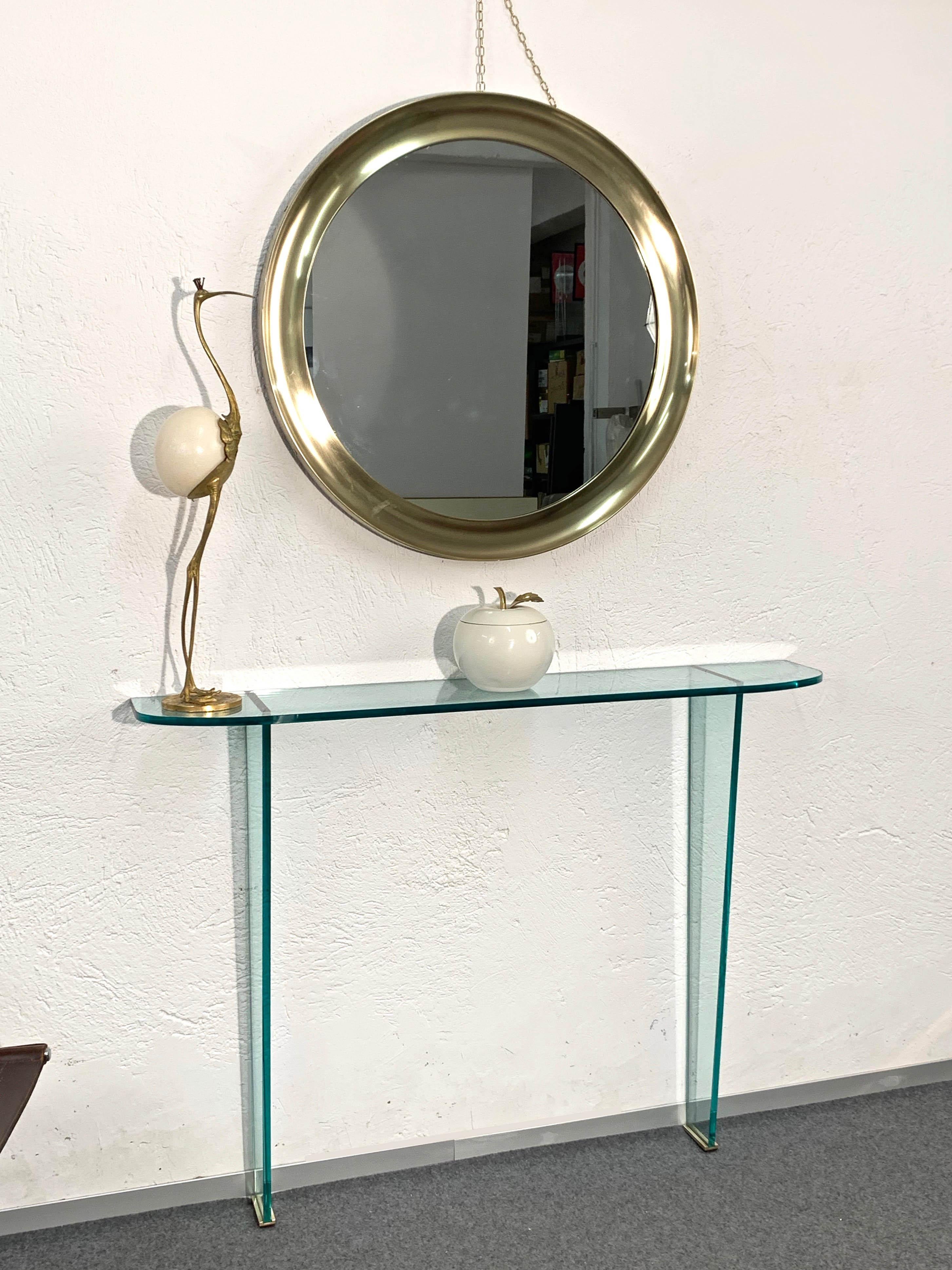 20th Century Midcentury Pietro Chiesa Glass and Brass Console for Fontana Arte, Italy, 1960s