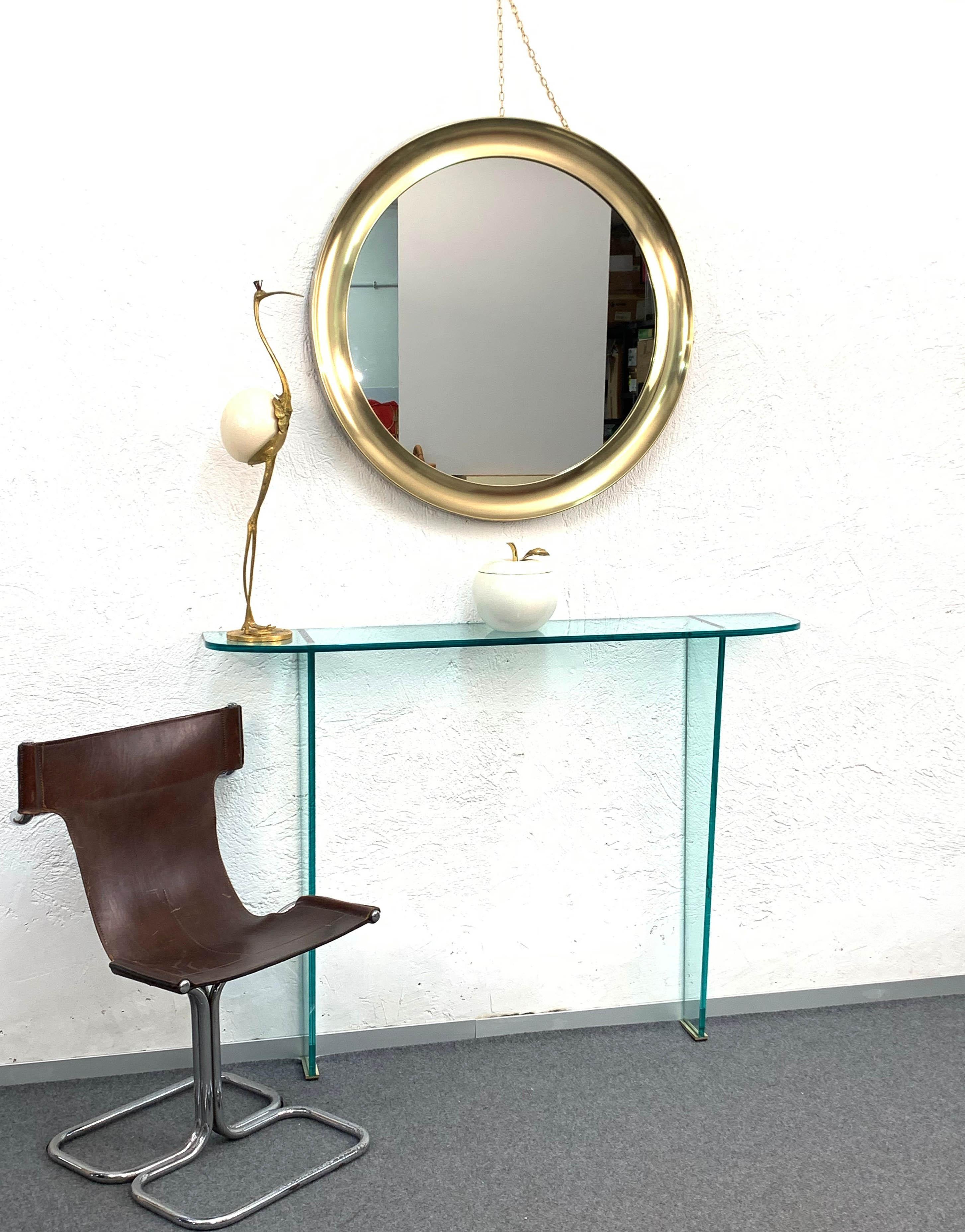 Midcentury Pietro Chiesa Glass and Brass Console for Fontana Arte, Italy, 1960s 1