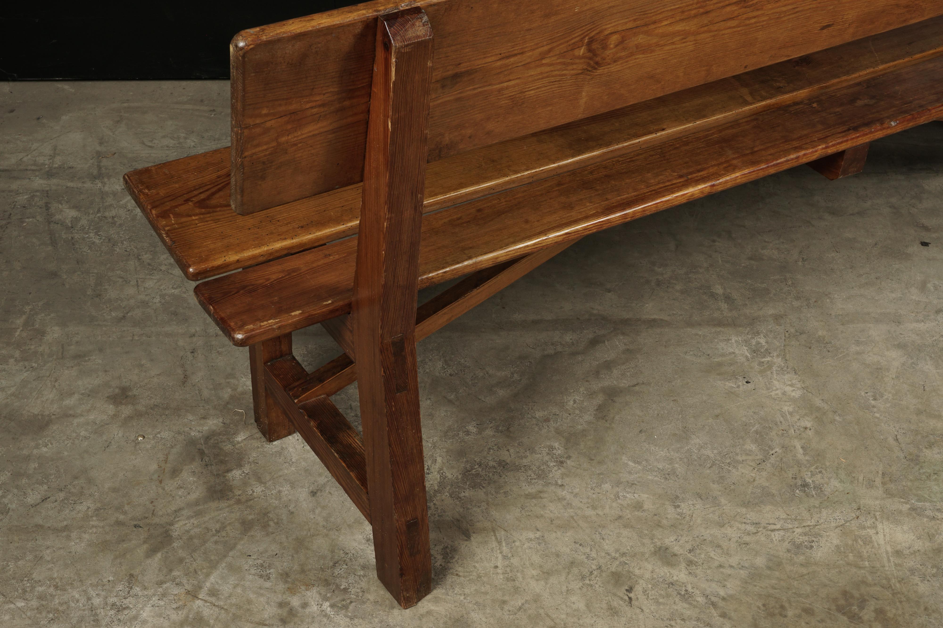 European Midcentury Pine Bench from France, circa 1970