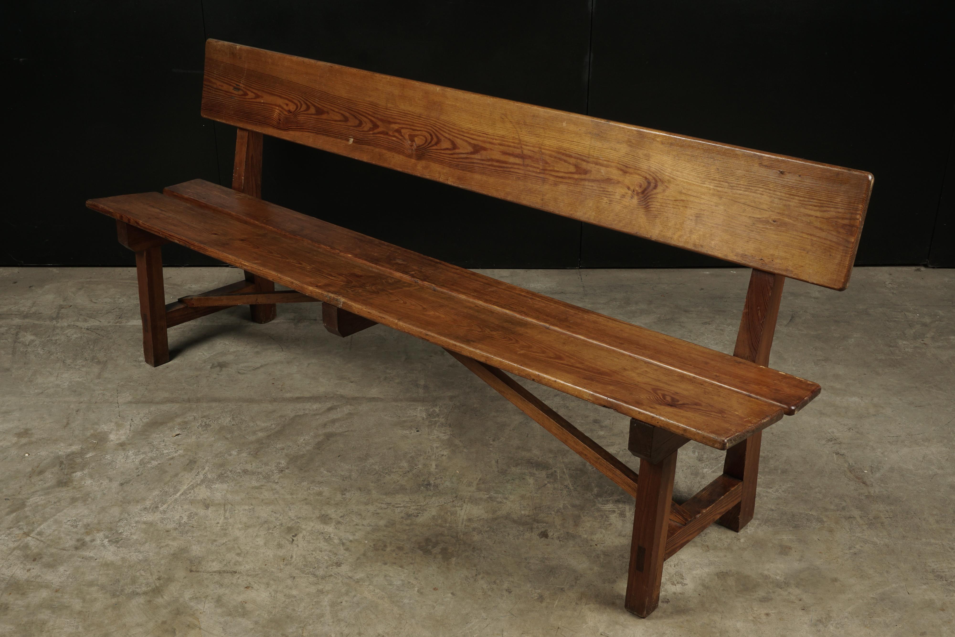 Late 20th Century Midcentury Pine Bench from France, circa 1970