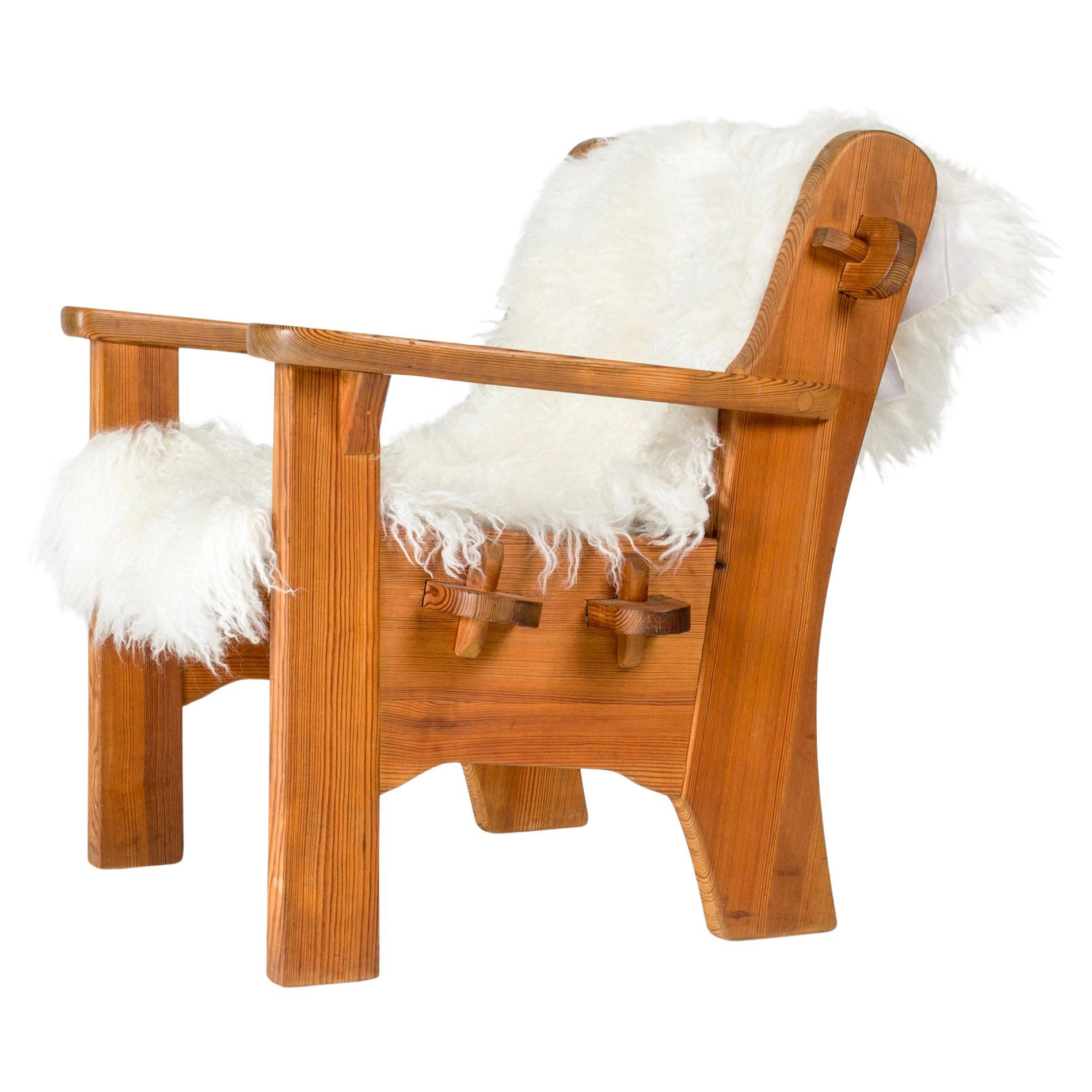 Midcentury pine lounge chair by David Rosén, NK, Sweden, 1950s