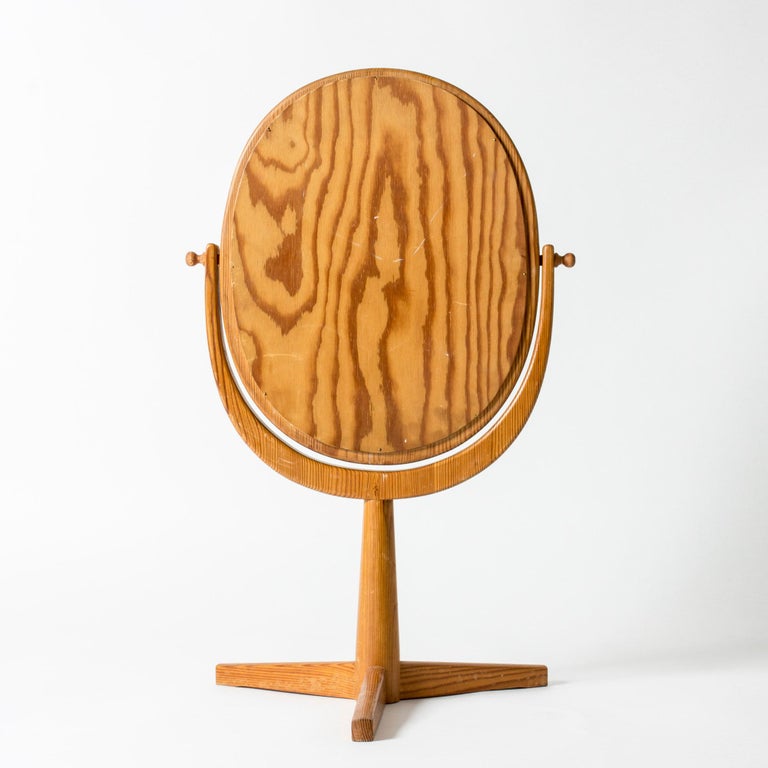 Scandinavian Modern Midcentury Pine Table Mirror, Erik Höglund, Boda, Sweden, 1960s For Sale