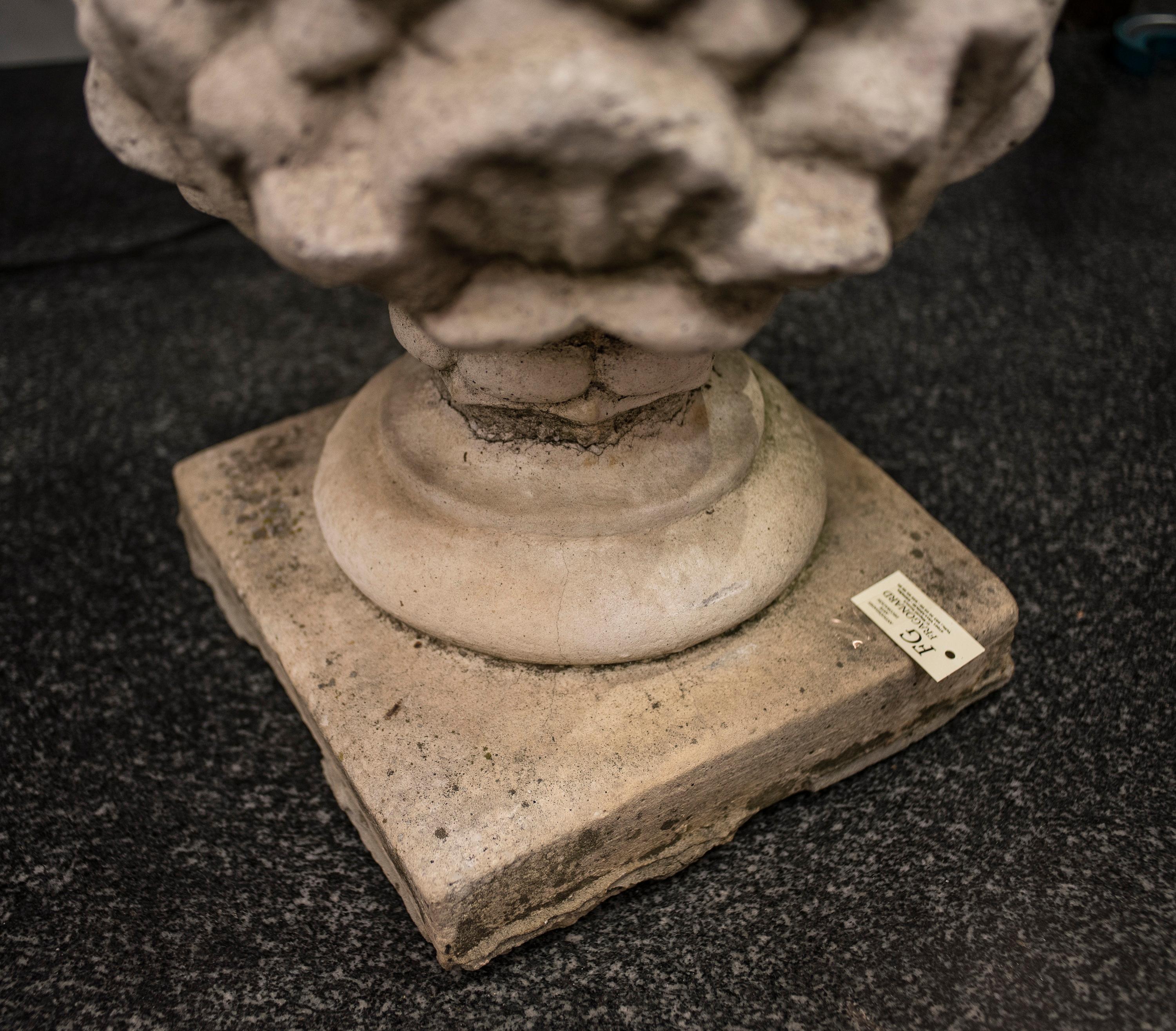 Hand-Crafted Midcentury Pineaple Stone Italian Sculpture, 1970