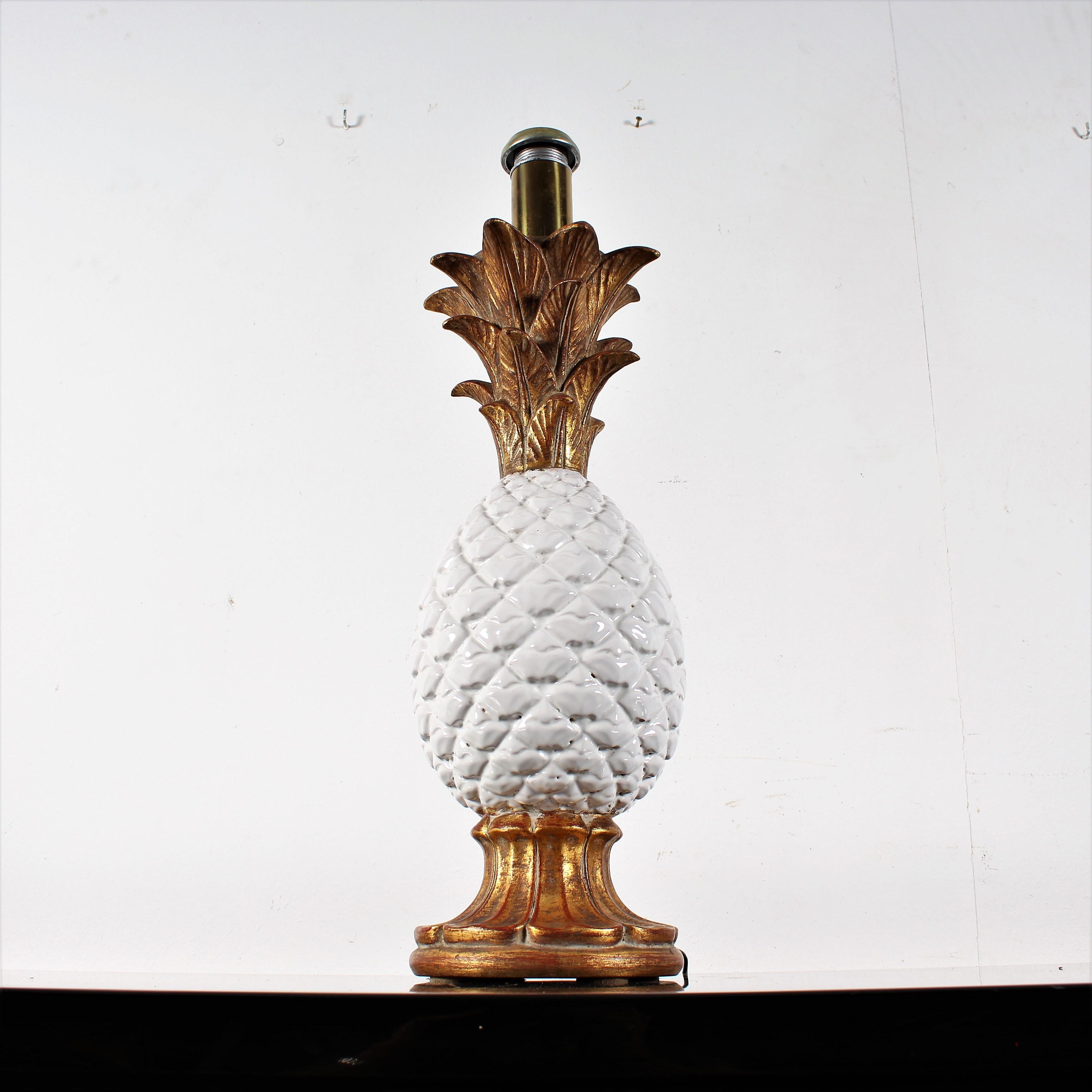 Mid-Century Pineapple White Porcelain Table Lamp by Zaccagnini, Italy 1960s 2