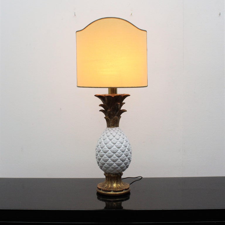 Mid-Century Pineapple White Porcelain Table Lamp by Zaccagnini, Italy 1960s 4