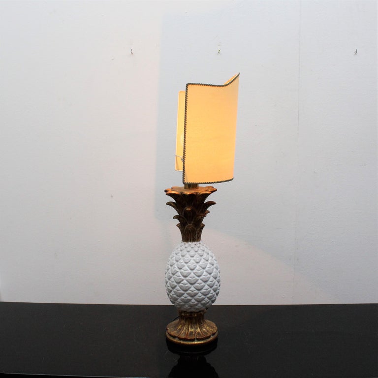 Mid-Century Pineapple White Porcelain Table Lamp by Zaccagnini, Italy 1960s 5