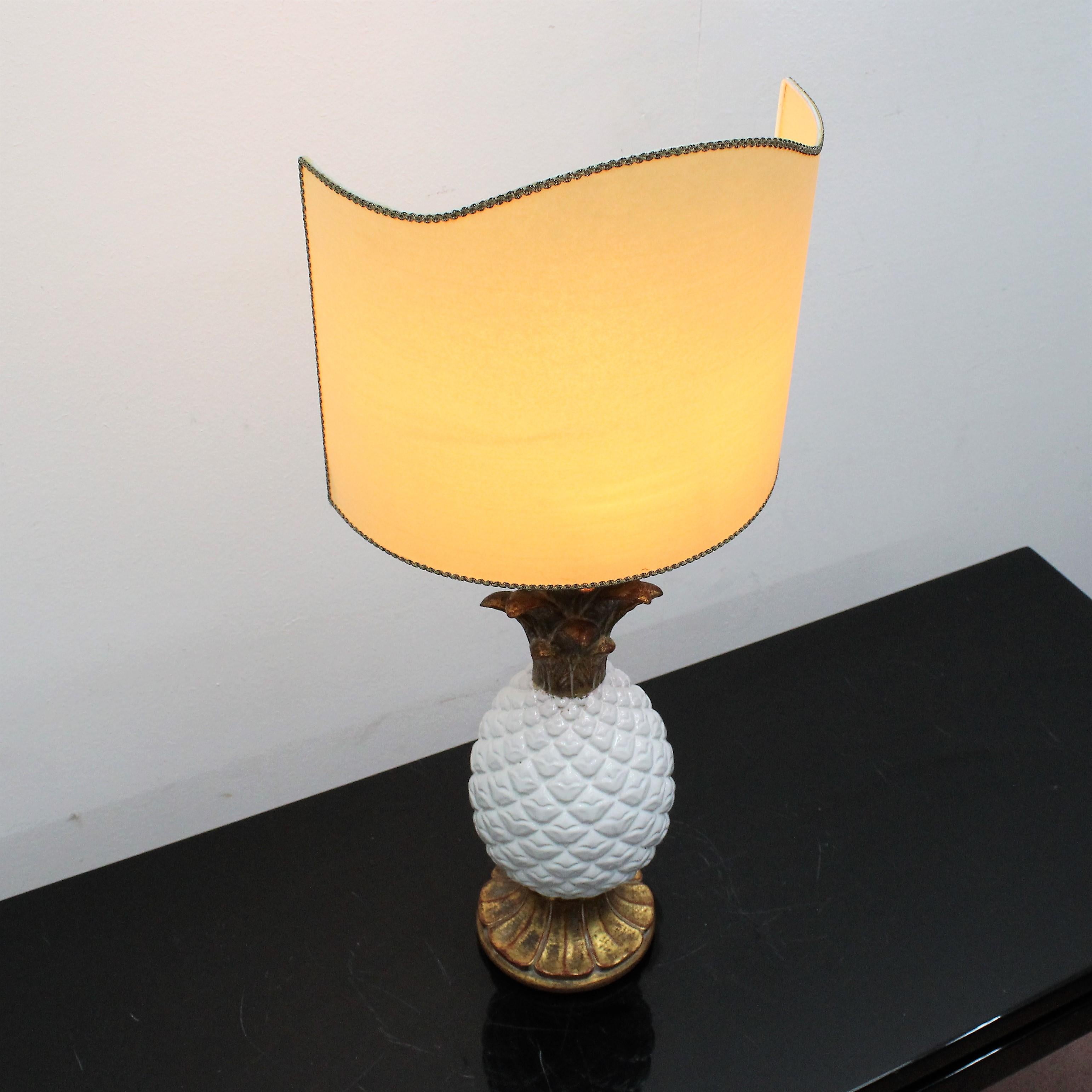 Mid-Century Pineapple White Porcelain Table Lamp by Zaccagnini, Italy 1960s 7