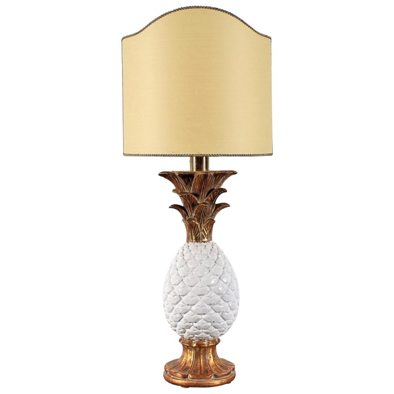 Mid-Century Pineapple White Porcelain Table Lamp by Zaccagnini, Italy 1960s