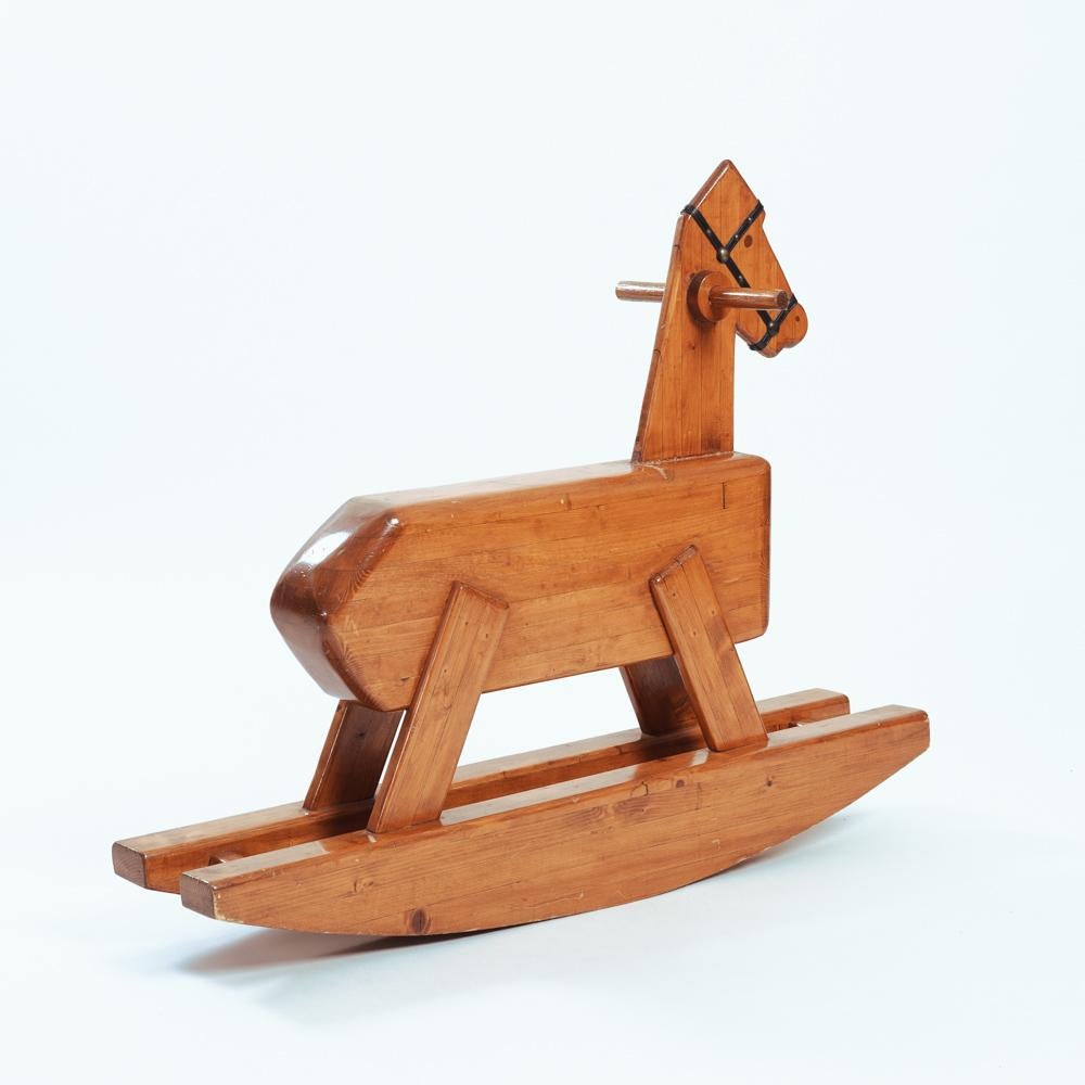 Midcentury pinewood rocking horse, 1970s For Sale 2
