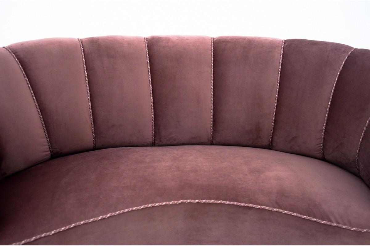Walnut Midcentury Pink Banana Sofa, Danish Design, 1960s