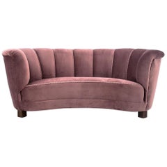 Midcentury Pink Banana Sofa, Danish Design, 1960s