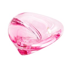 Midcentury Pink Crystal Bowl by Val Saint Lambert